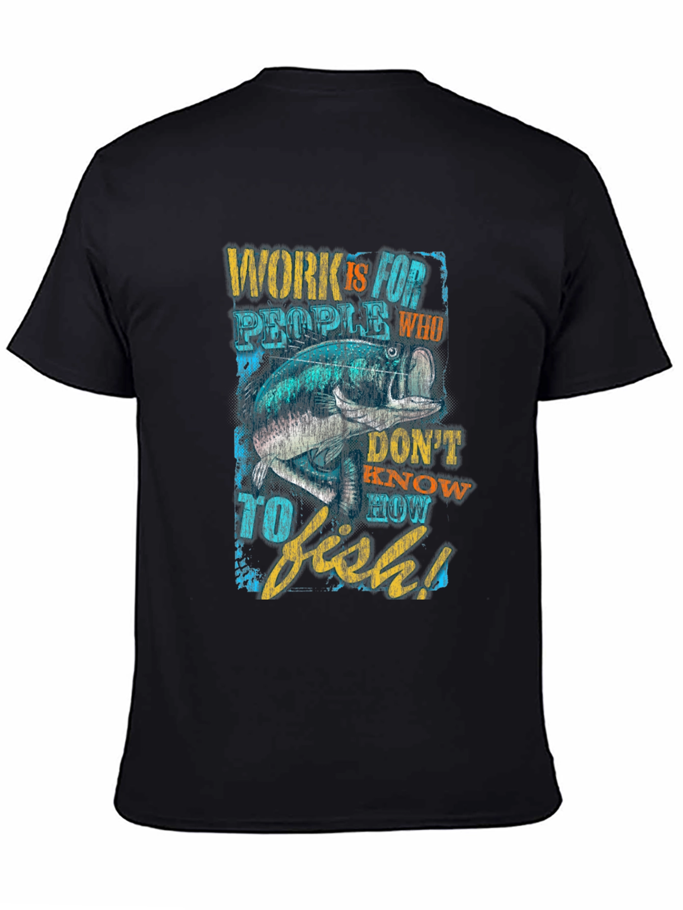 Black Fishing Graphic T-Shirt - Work is for People view 4