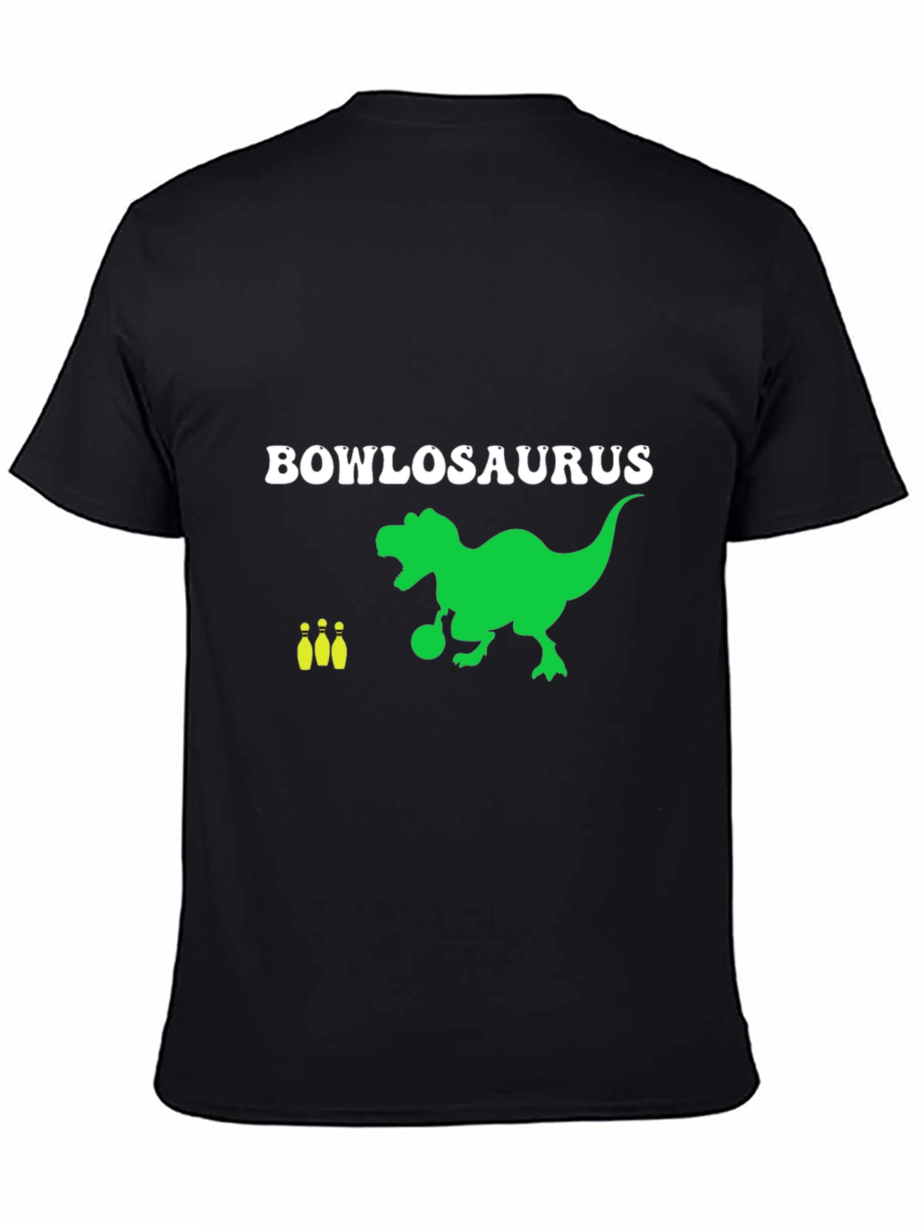 Black Bowlosaurus T-Shirt - Dinosaur Bowling Tee view 4