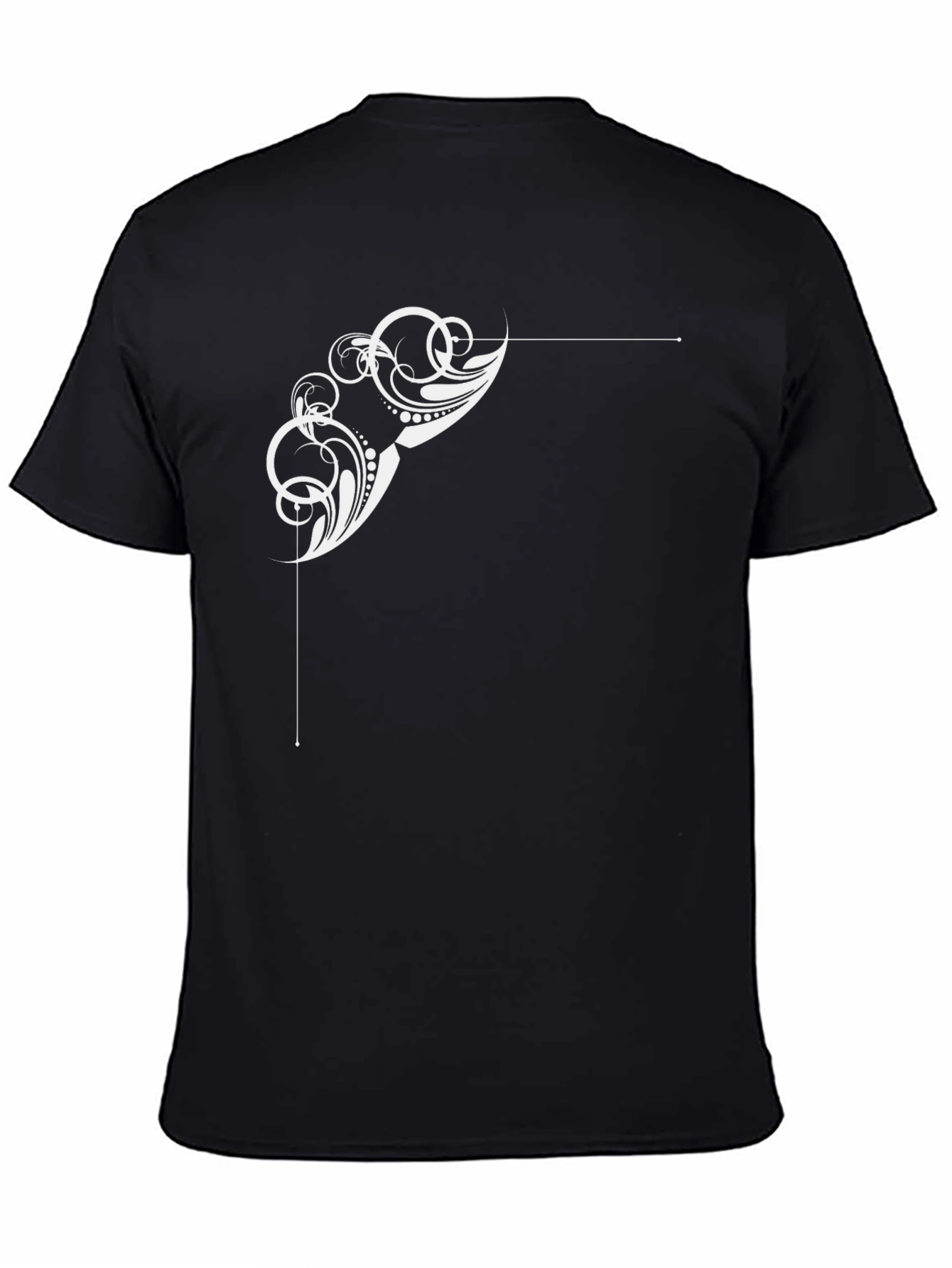 Black Stylish Black T-Shirt with Abstract White Design view 4