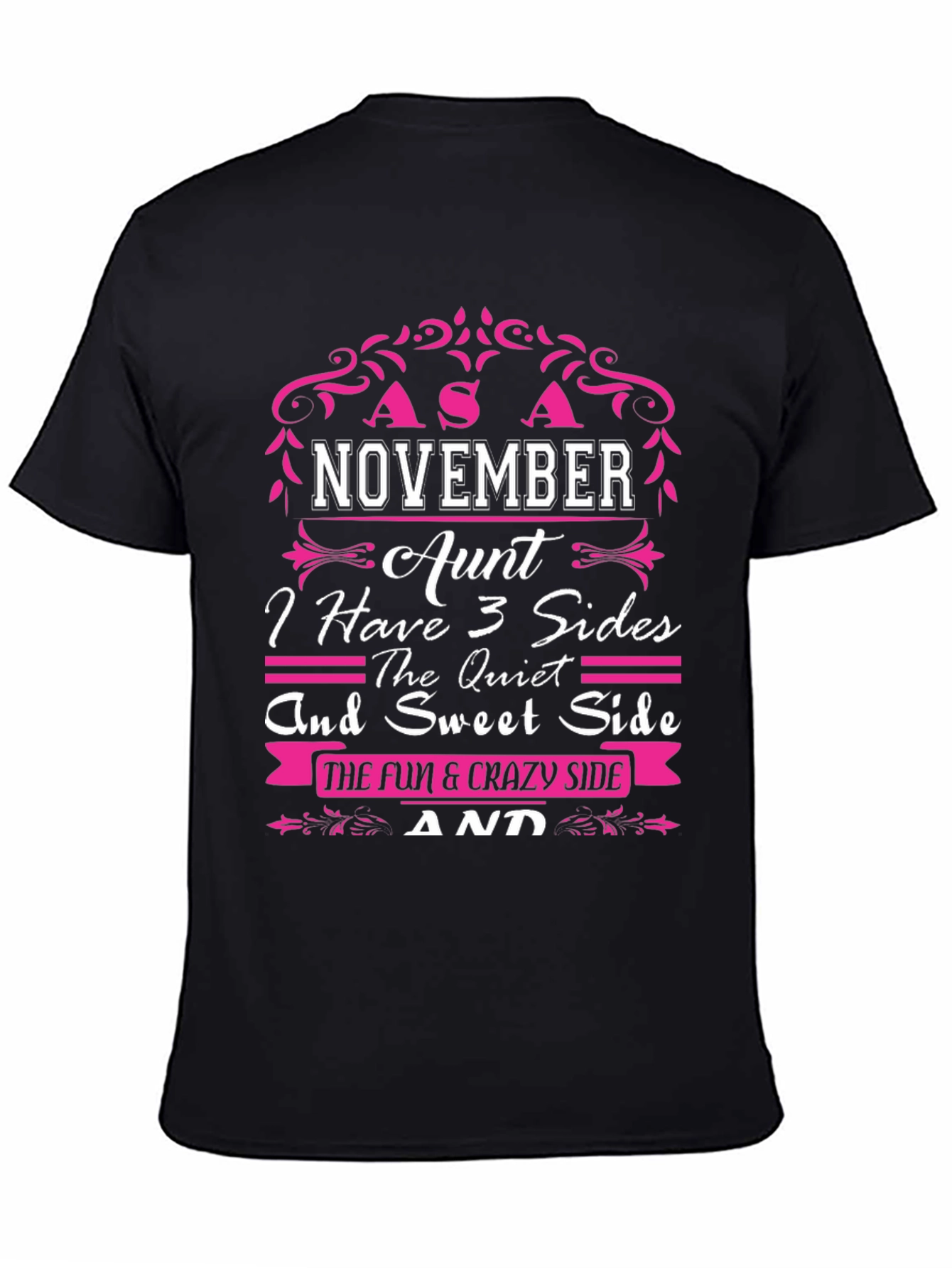 Black November Aunt T-Shirt - 3 Sides view 4
