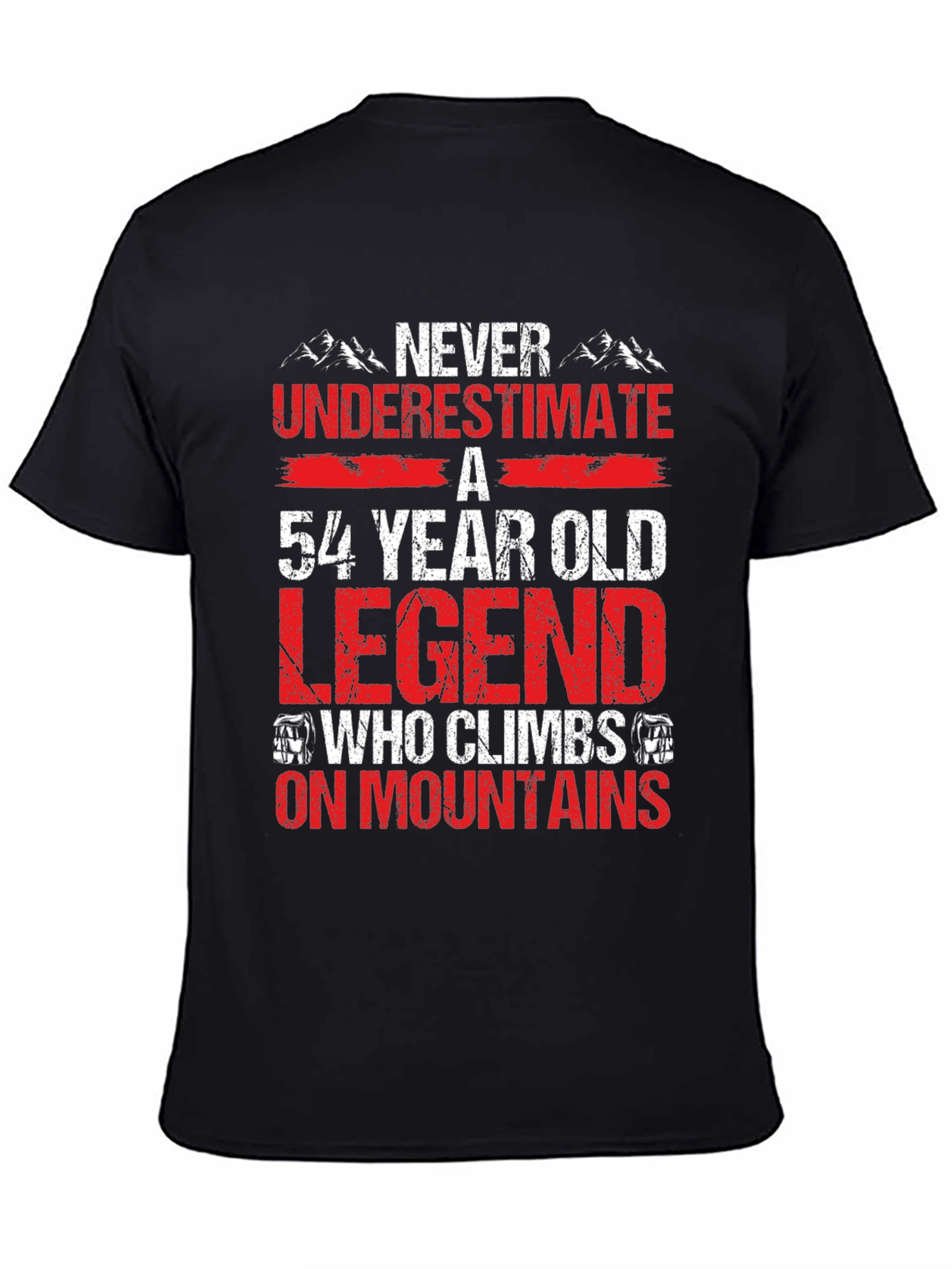 Black 54 Year Old Legend Mountain Climber T-Shirt view 4