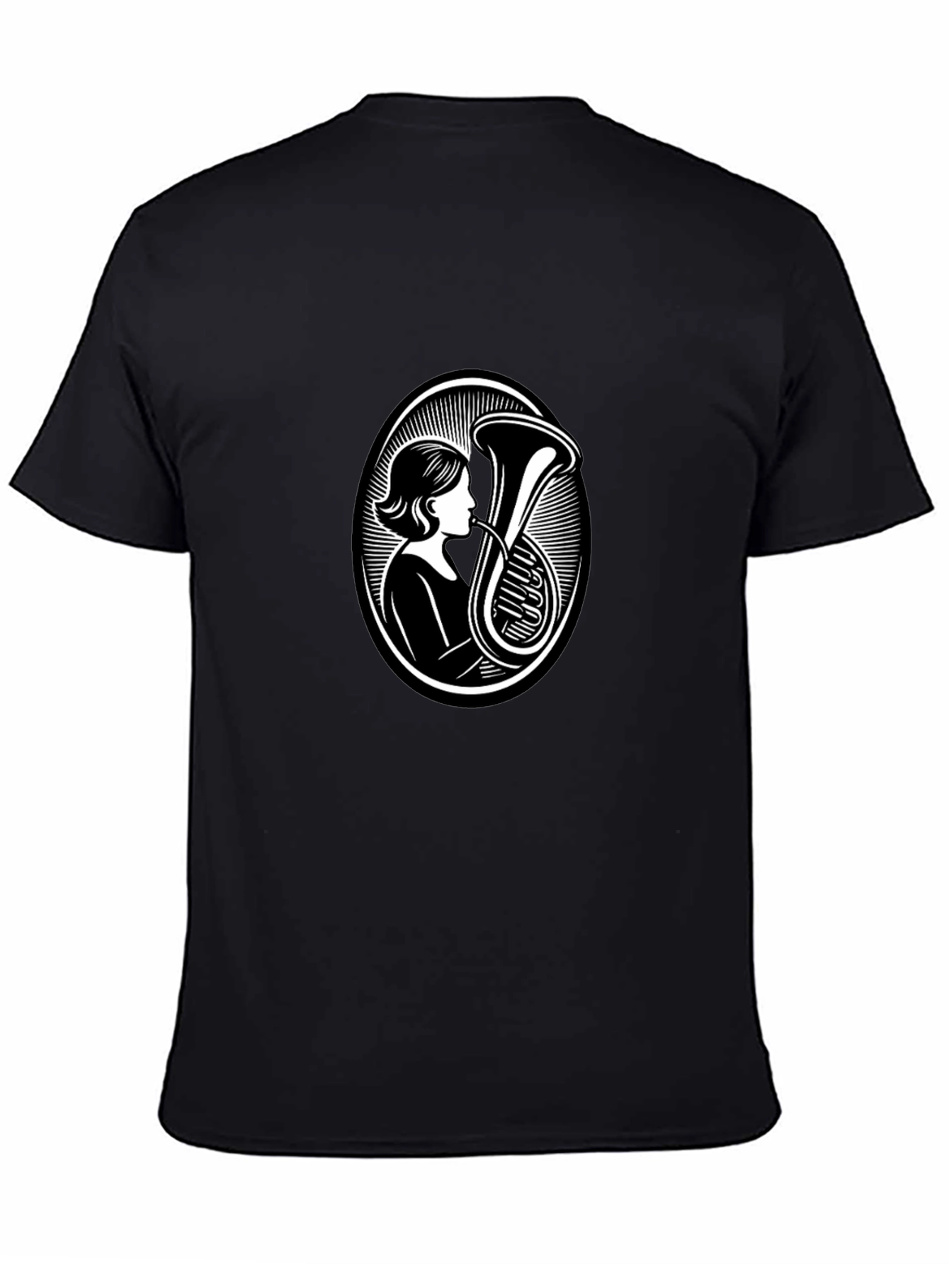 Black Tuba Player Black T-Shirt - Music Lover Apparel view 4