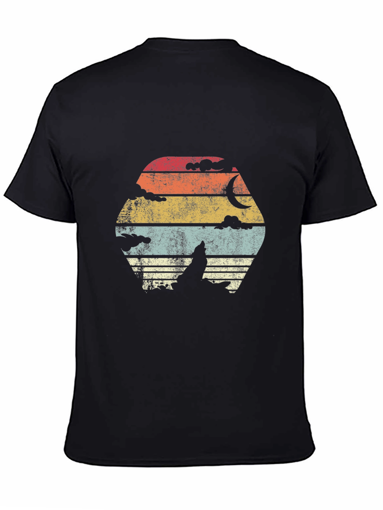 Black Retro Mountain Sunset Graphic Tee - Black view 4