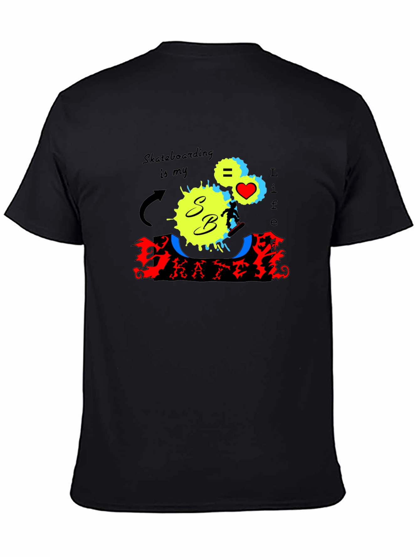 Black Skateboarding is My Life T-Shirt view 4