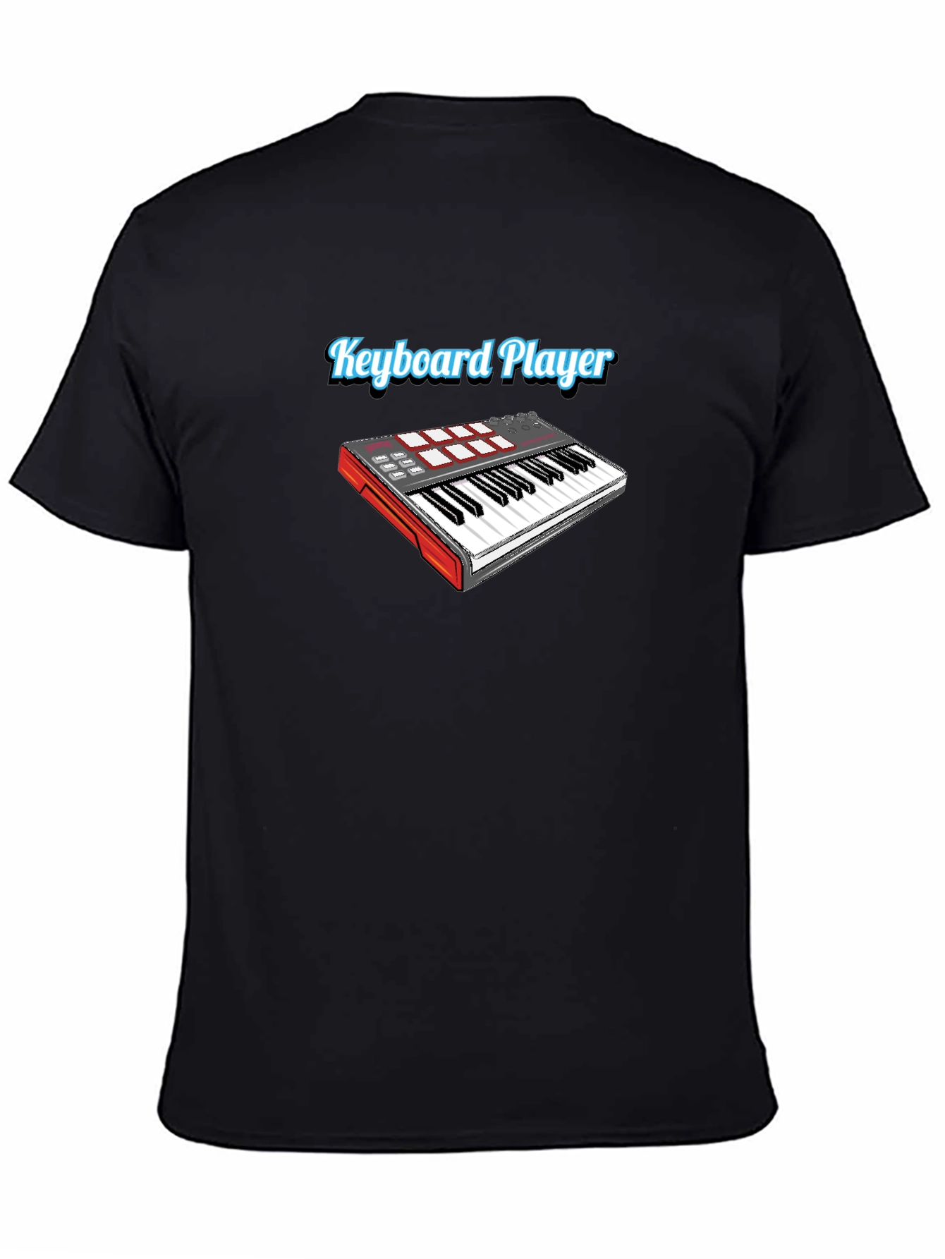 Black Keyboard Player Black T-Shirt view 4