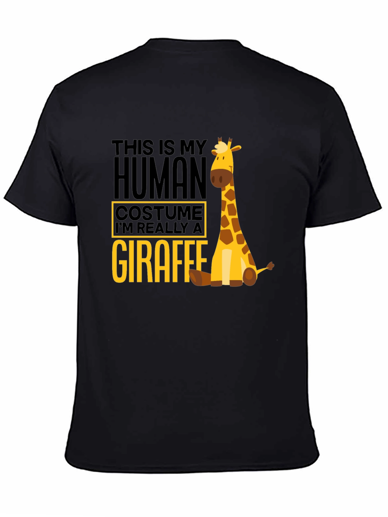 Black Human Costume Giraffe T-Shirt - Funny Animal Tee view 4