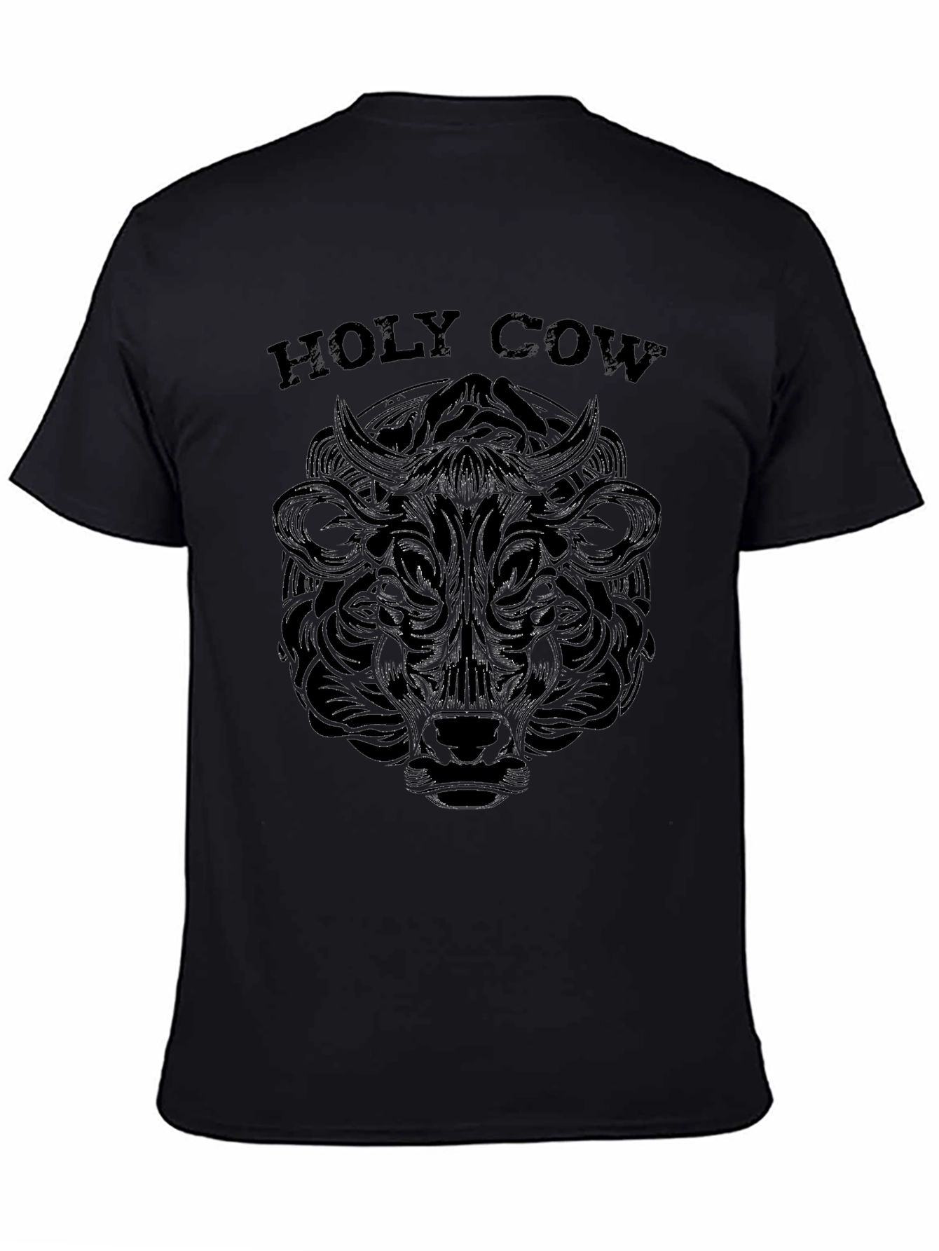 Black Holy Cow Graphic Tee - Black Crew Neck T-Shirt view 4