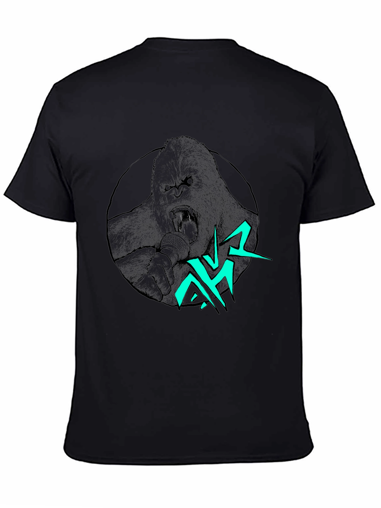 Black Gorilla Singer Graphic Print Black T-Shirt view 4