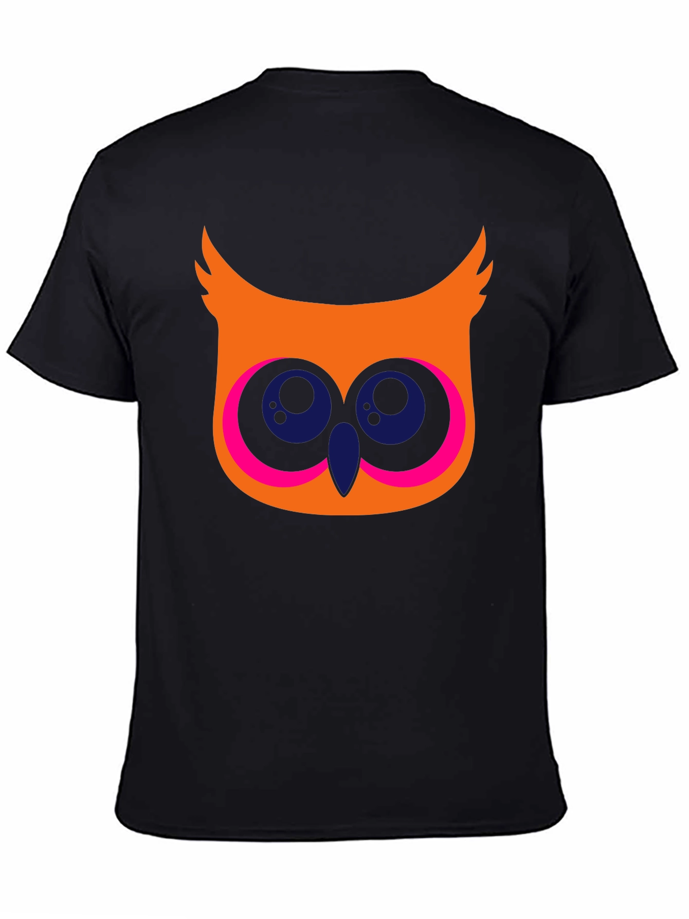Black Cool Owl Graphic T-Shirt - Black Cotton Tee view 4