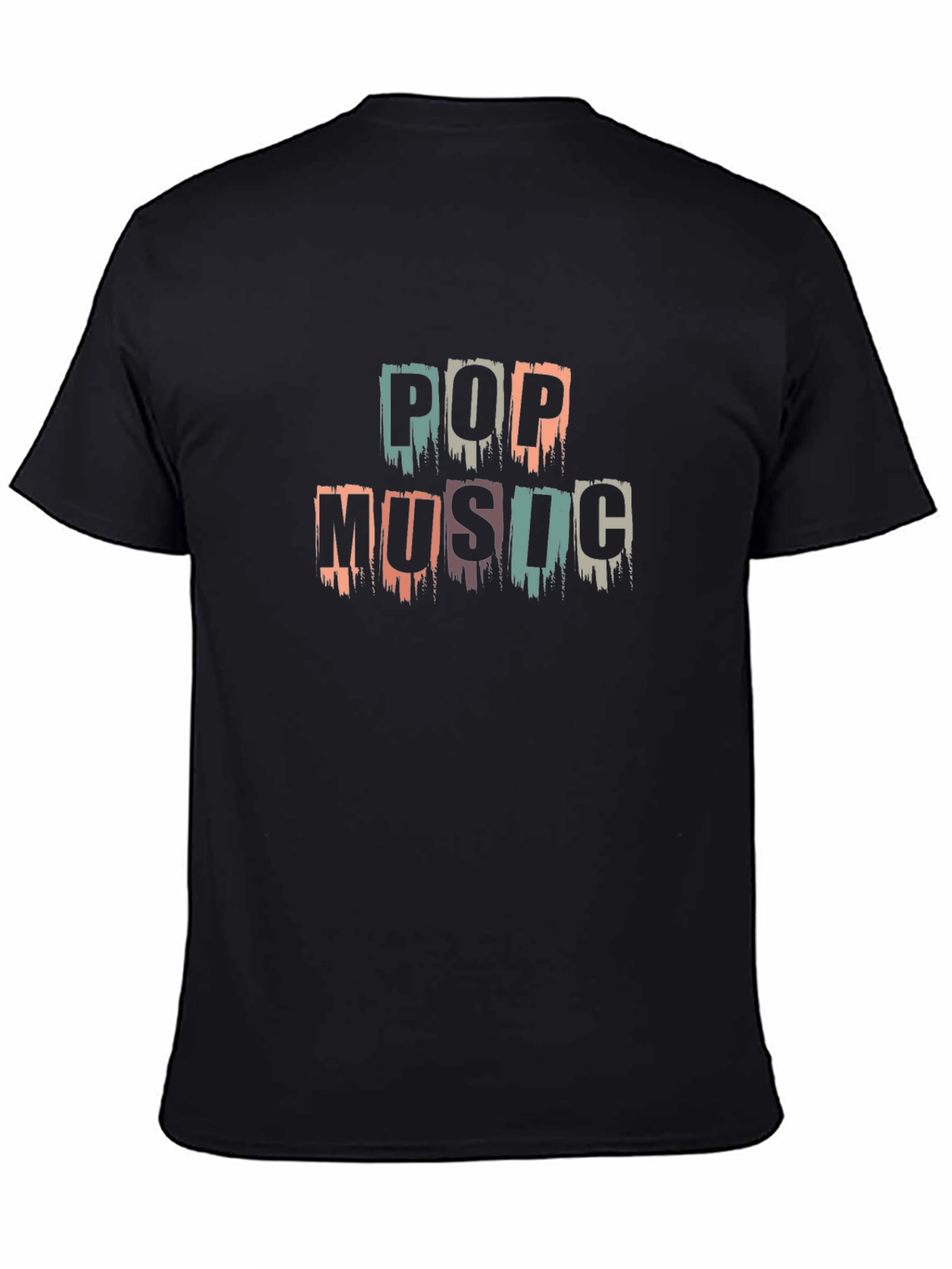 Black Pop Music Graphic Tee - Unisex Black Cotton T-Shirt view 4
