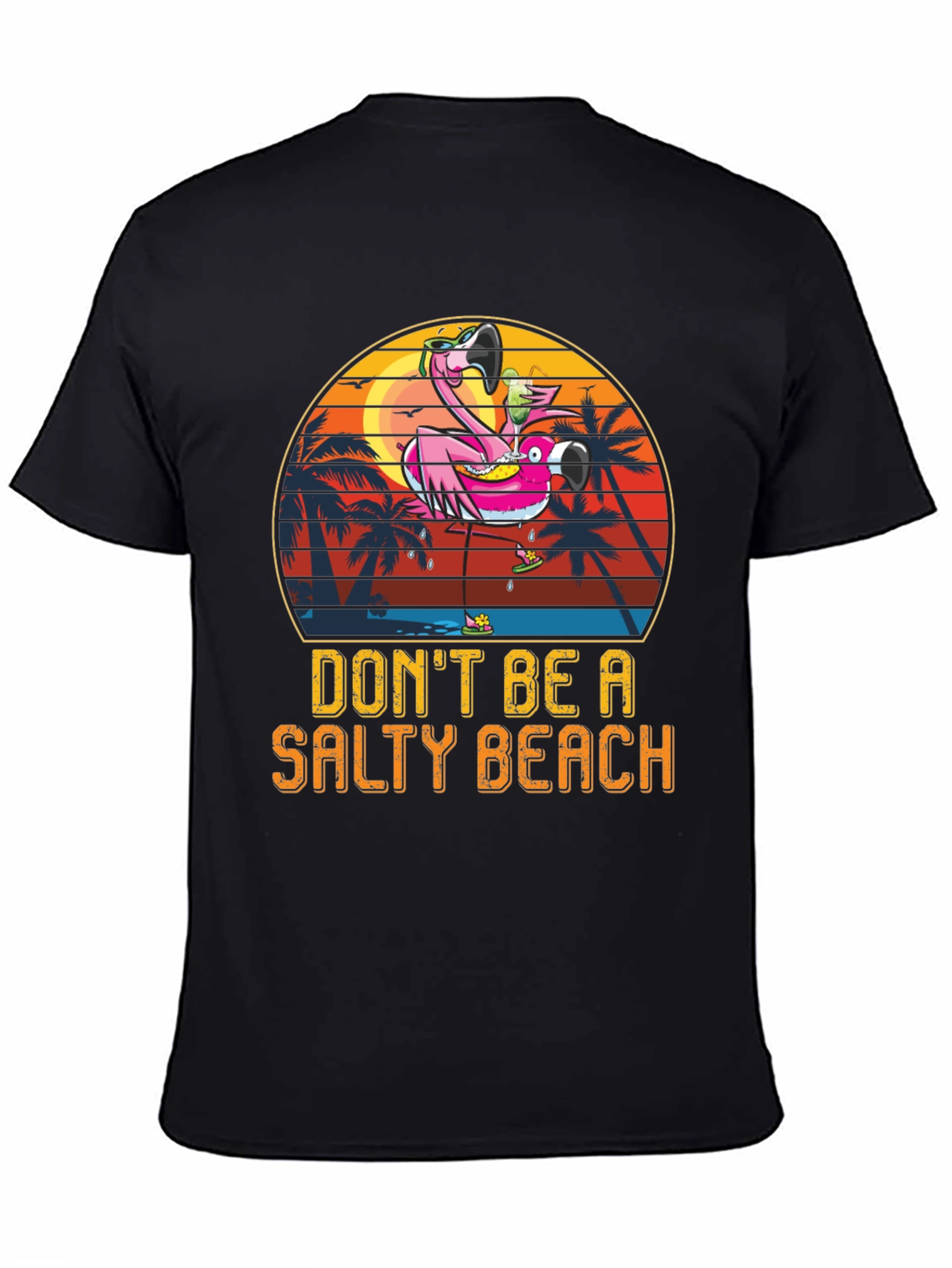 Black Salty Beach Flamingo Graphic Tee view 4