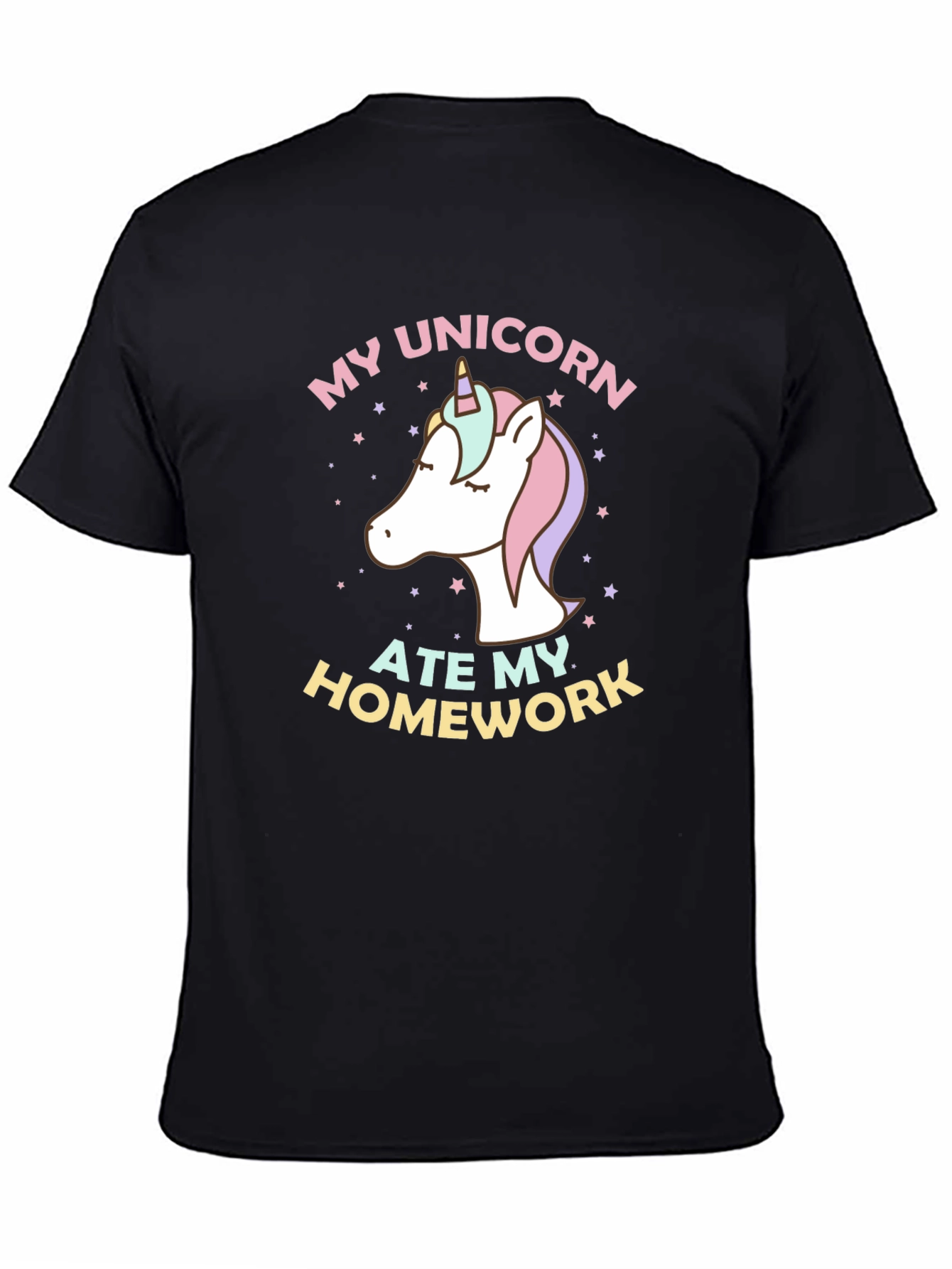 Black My Unicorn Ate My Homework T-Shirt - Black view 4