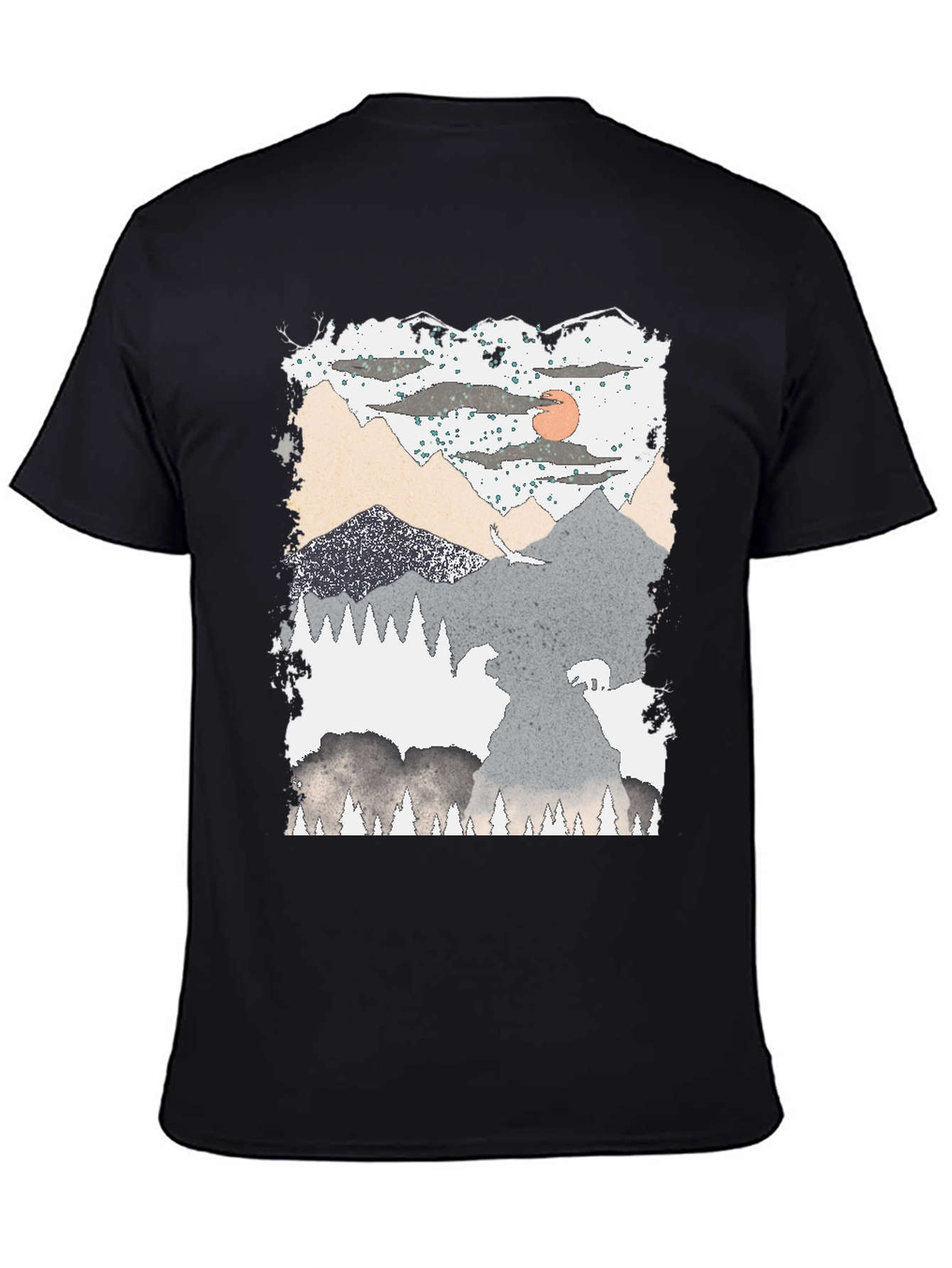Black Mountain Scene Graphic T-Shirt view 4