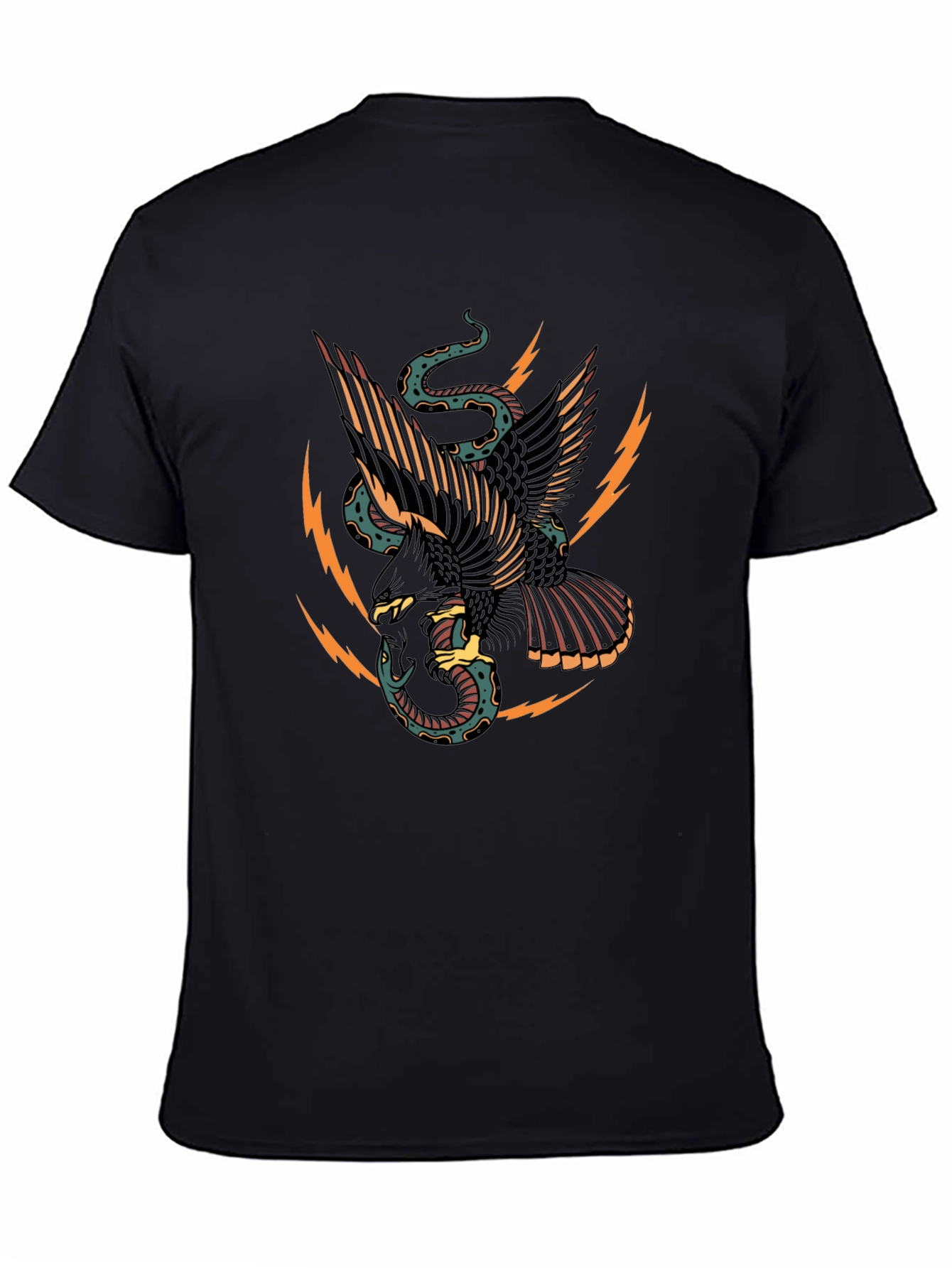 Black Eagle & Snake Graphic Black T-Shirt view 4