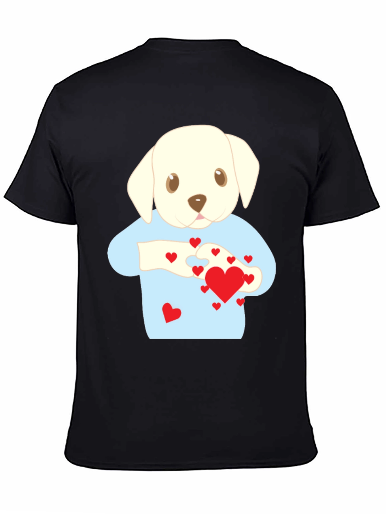 Black Puppy Love T-Shirt - Heart Puzzle Graphic Tee view 4