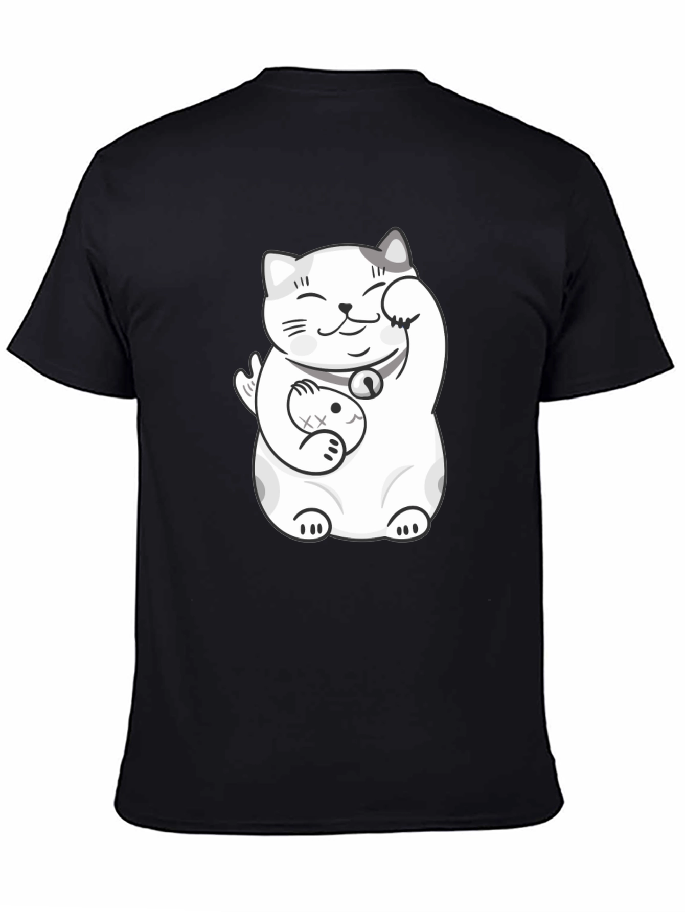 Black Lucky Cat T-Shirt - Black Graphic Tee view 4