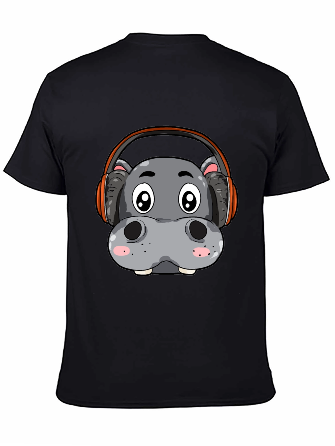 Black Hippo DJ Graphic Tee - Black Cotton Blend Shirt view 4
