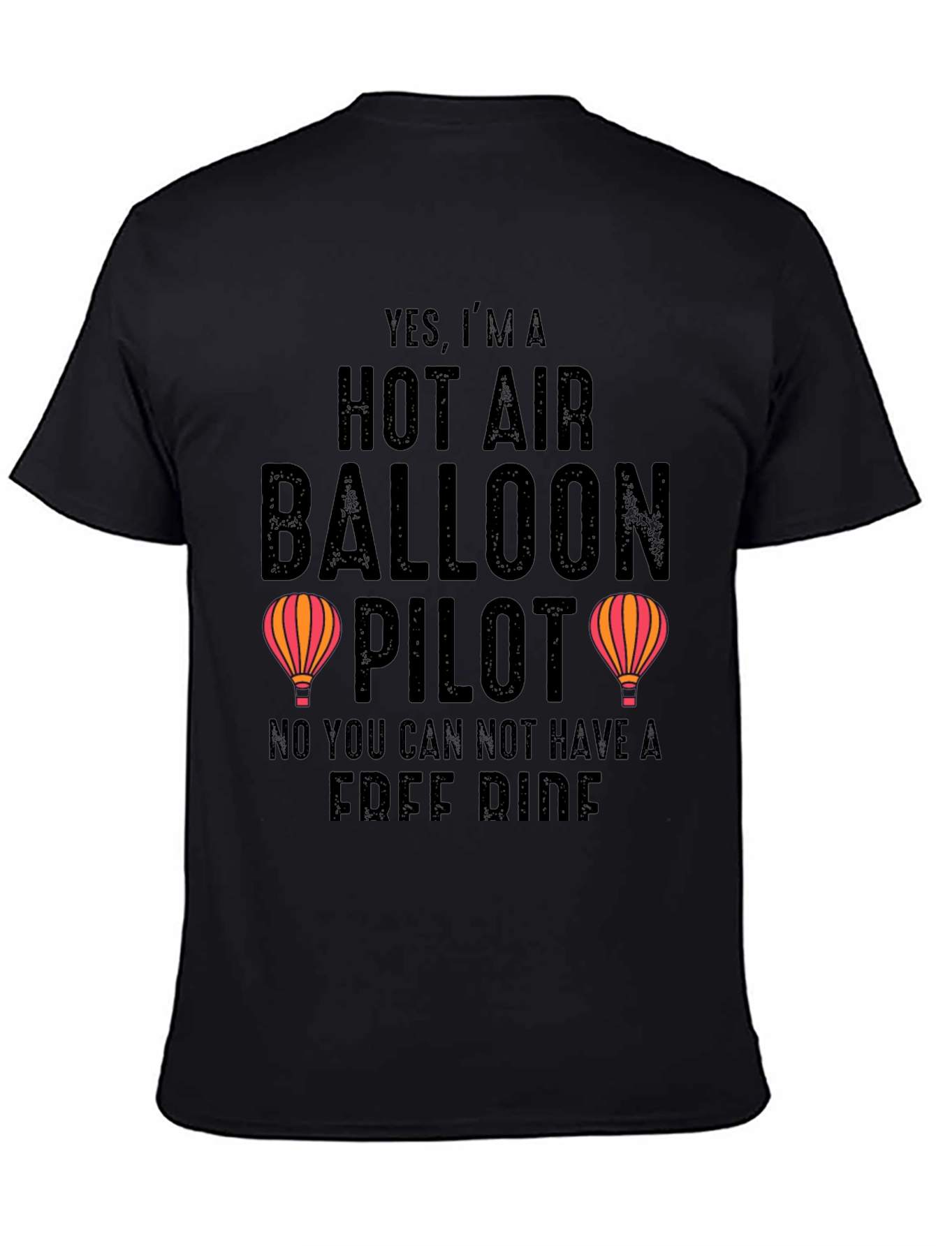 Black Hot Air Balloon Pilot Graphic Tee view 4