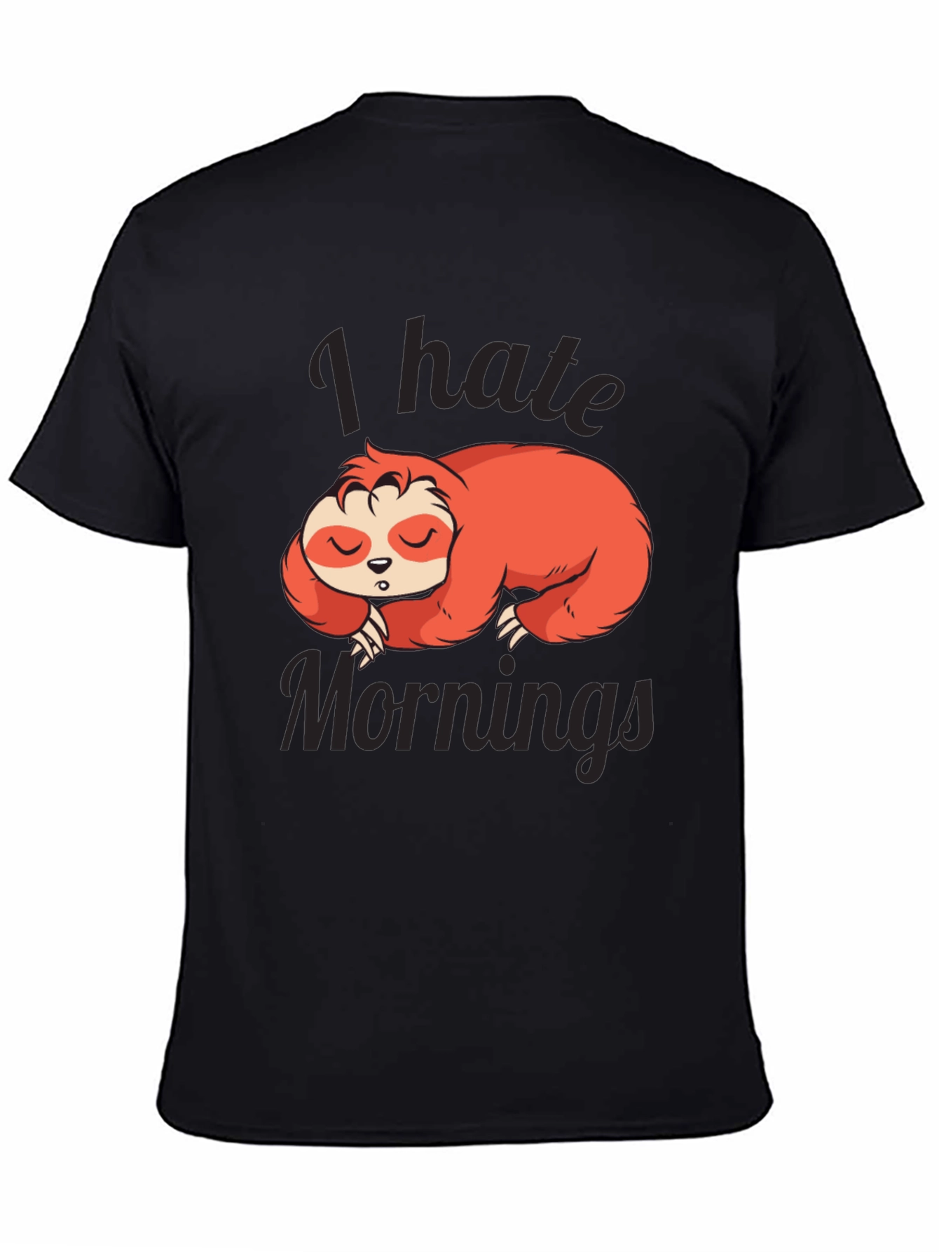 Black I Hate Mornings Sloth Graphic Tee view 4