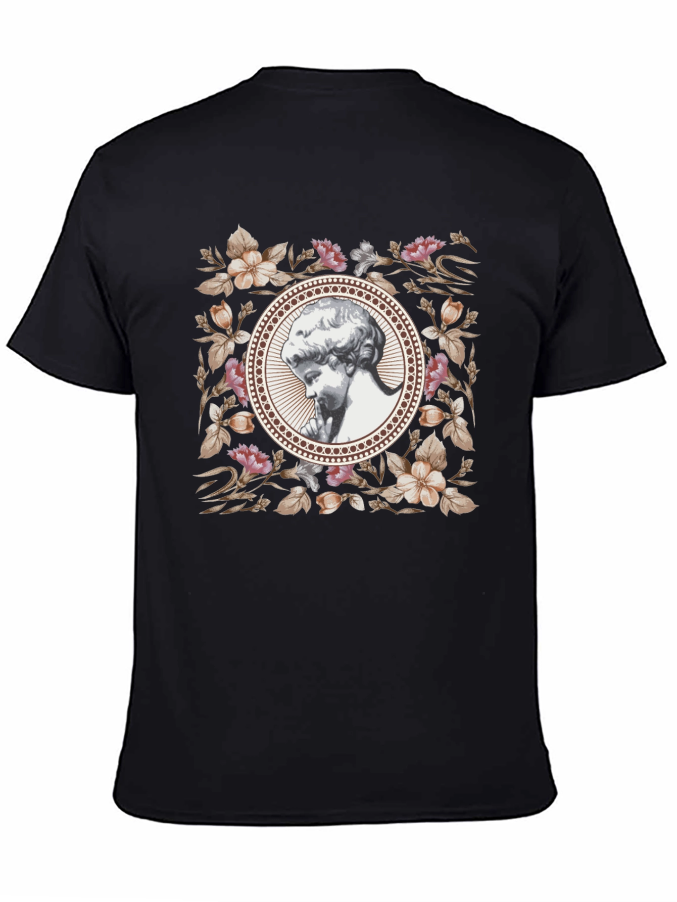 Black Floral Angel Graphic T-Shirt - Black view 4