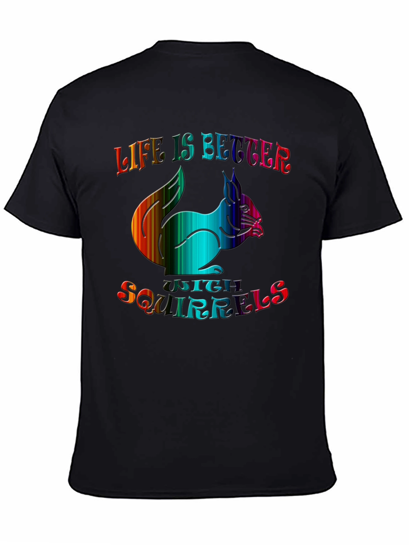 Black Life is Better with Squirrels Graphic Tee - Black view 4