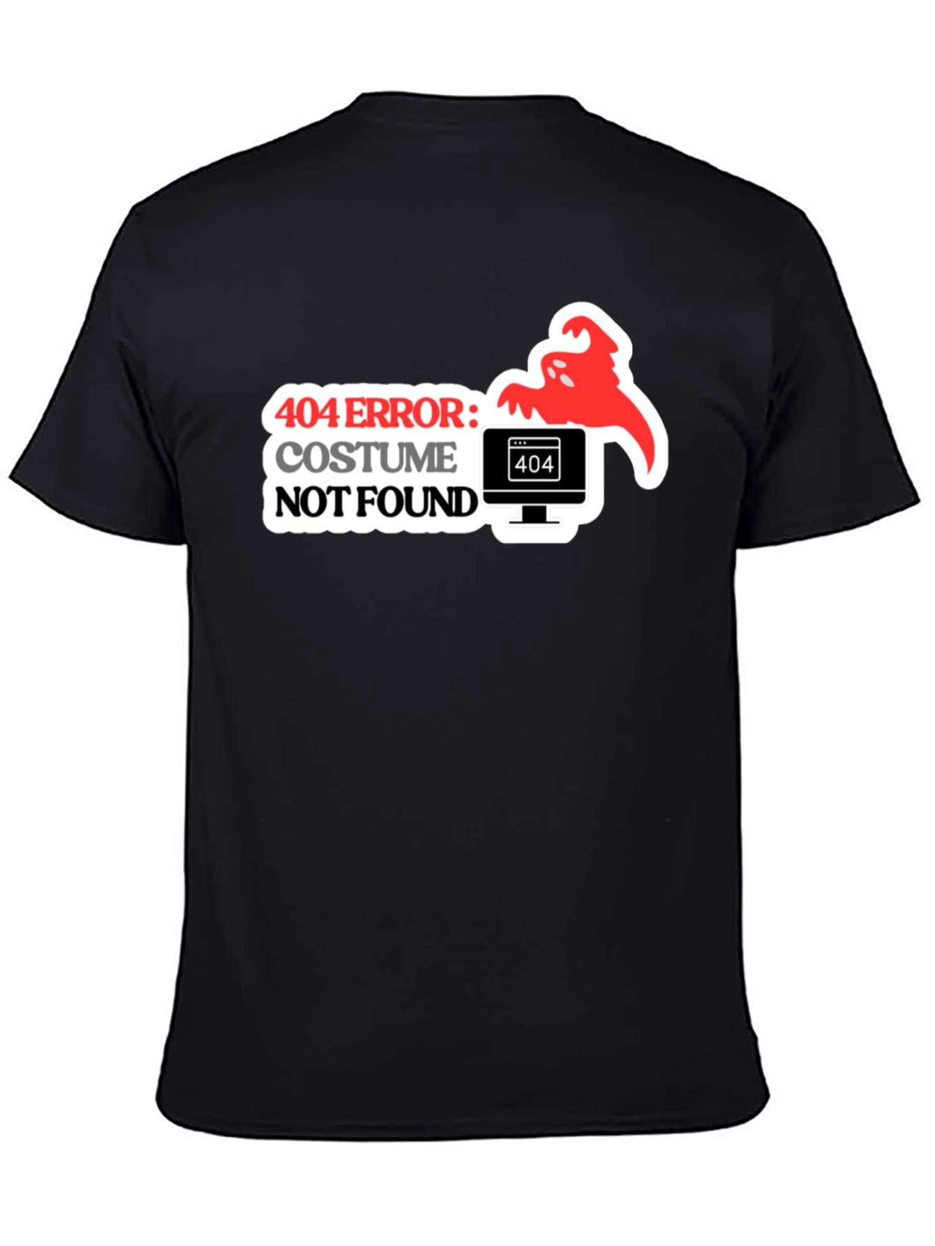 Black 404 Costume Not Found Halloween Tee view 4