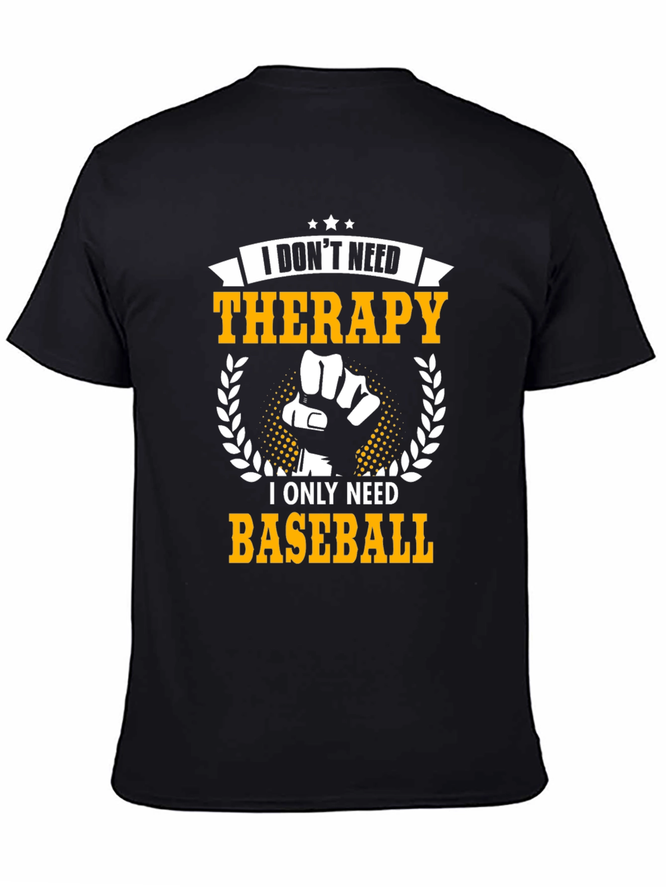 Black Funny Baseball T-Shirt: I Don't Need Therapy view 4