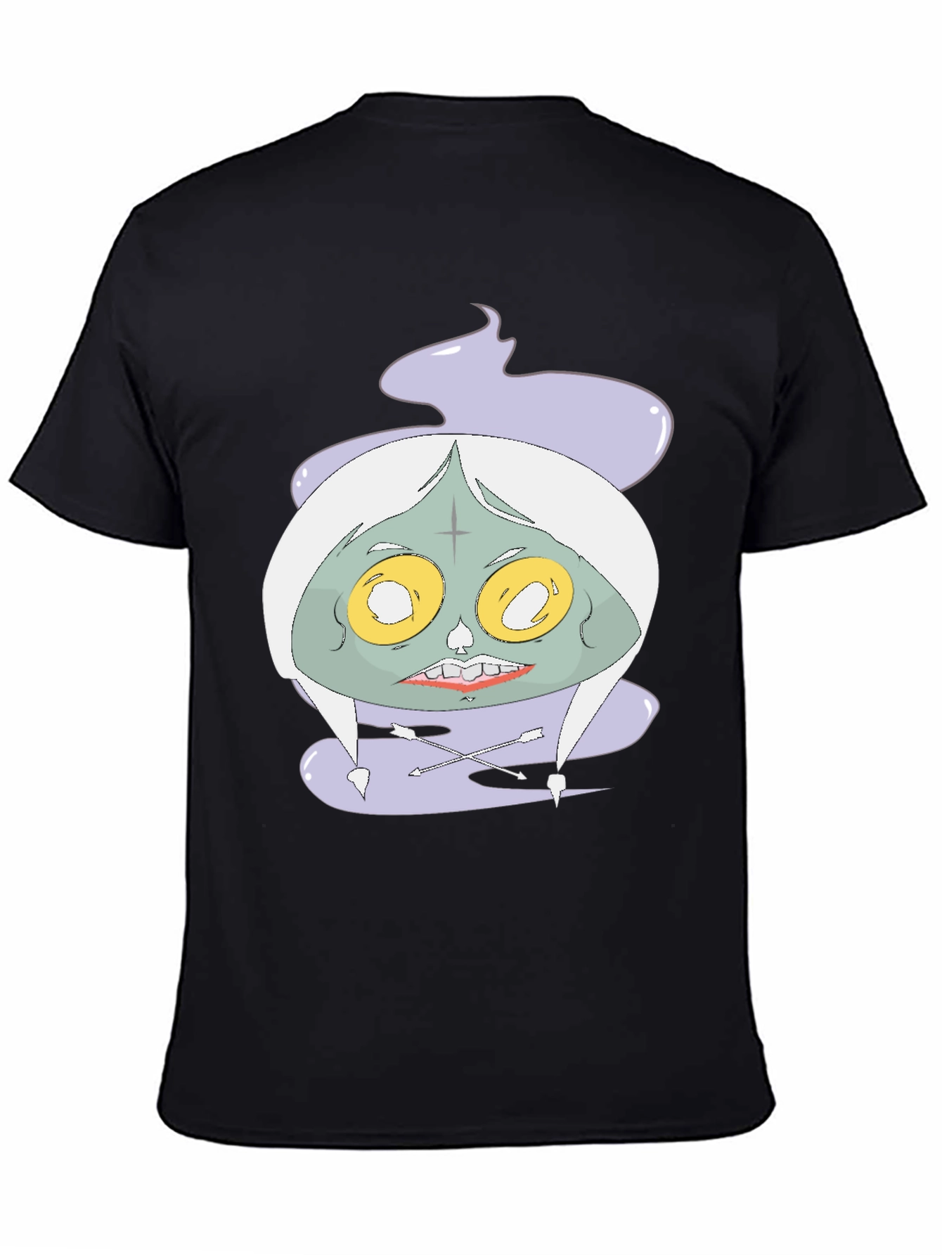 Black Spooky Graphic Tee - Unique Cartoon Zombie Design view 4