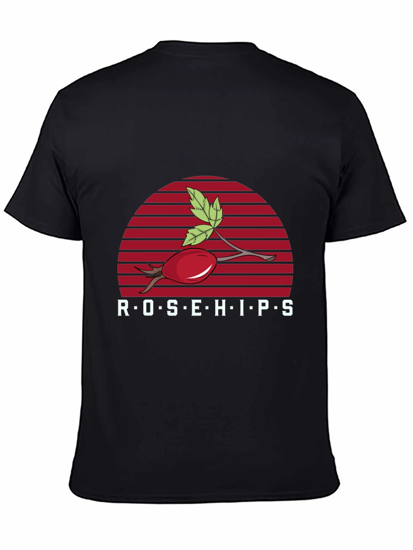 Black Rosehips Graphic Tee - Unisex Black T-Shirt view 4