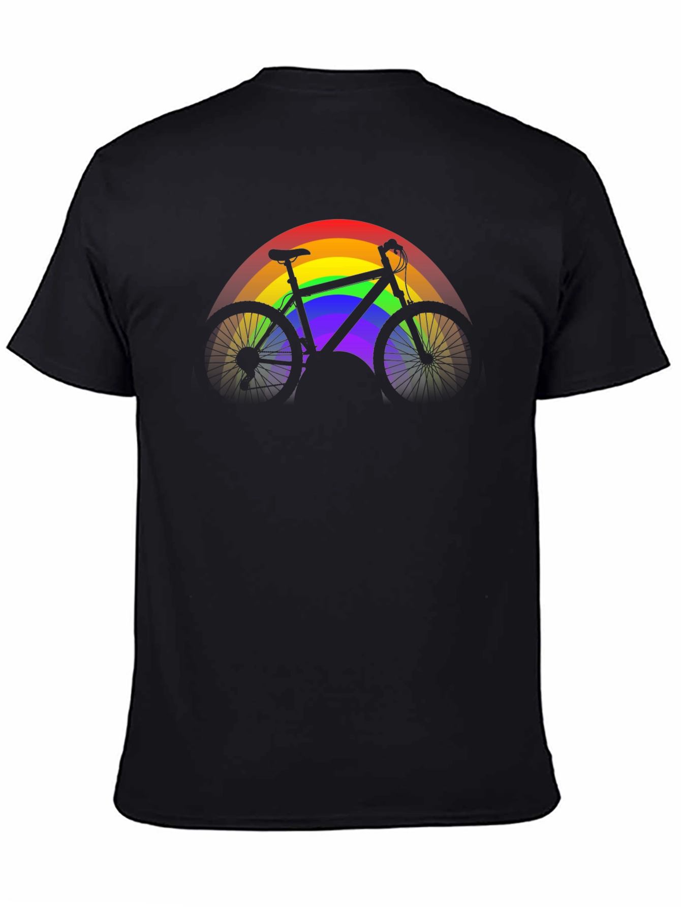 Black Rainbow Bike Graphic Tee - Pride Ride Shirt view 4