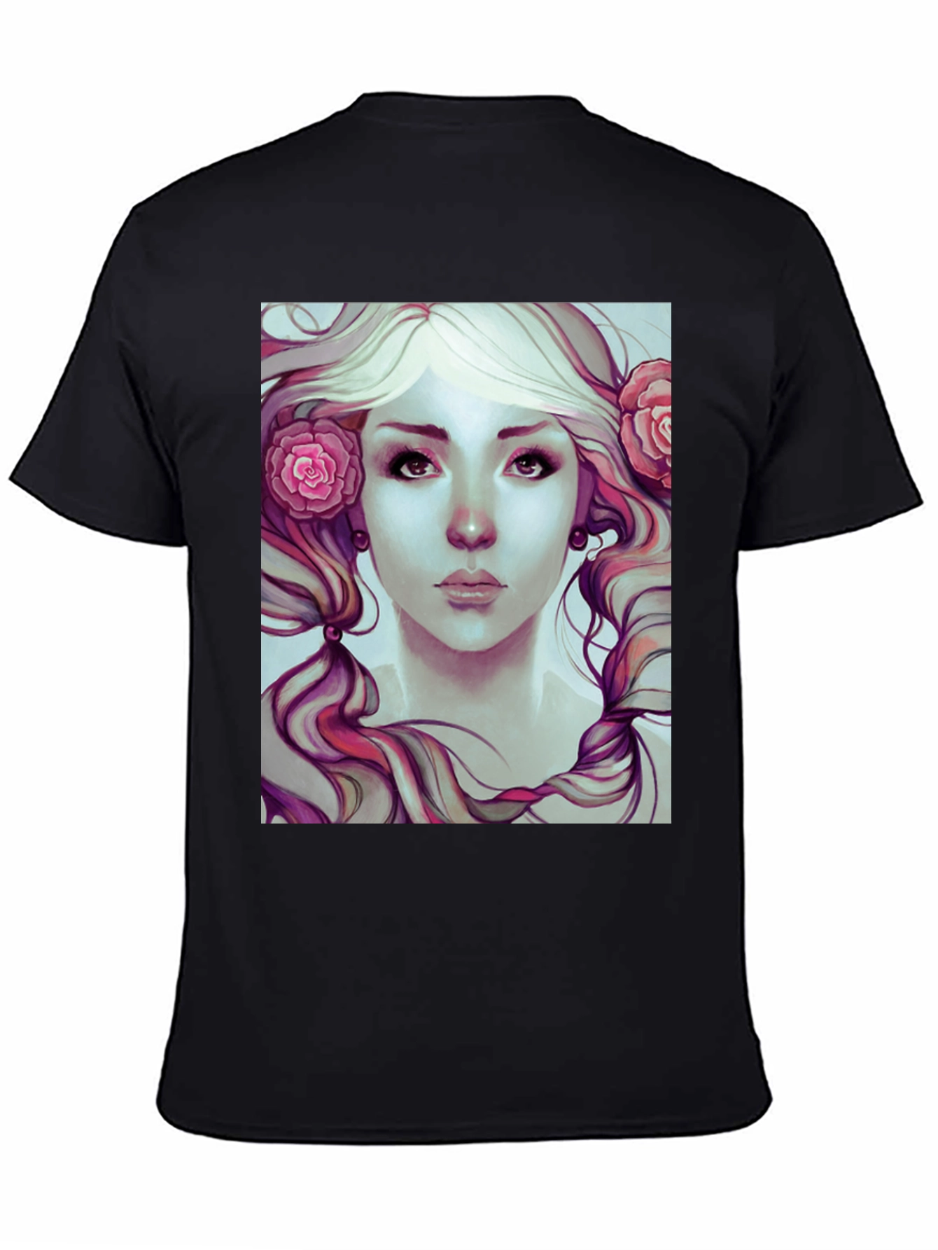 Black Floral Beauty Graphic Tee - Soft Black Cotton view 4