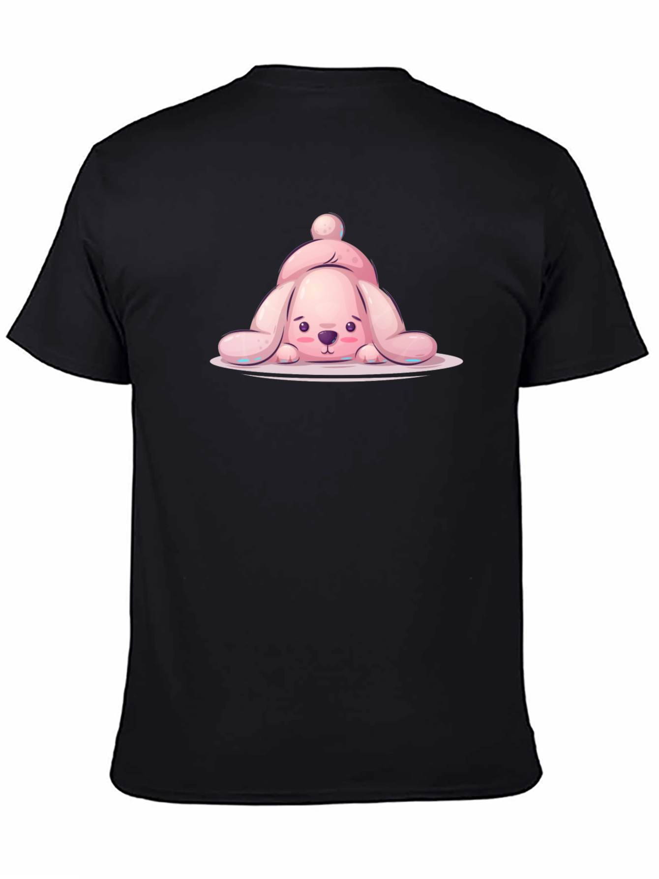 Black Cute Pink Bunny T-Shirt view 4