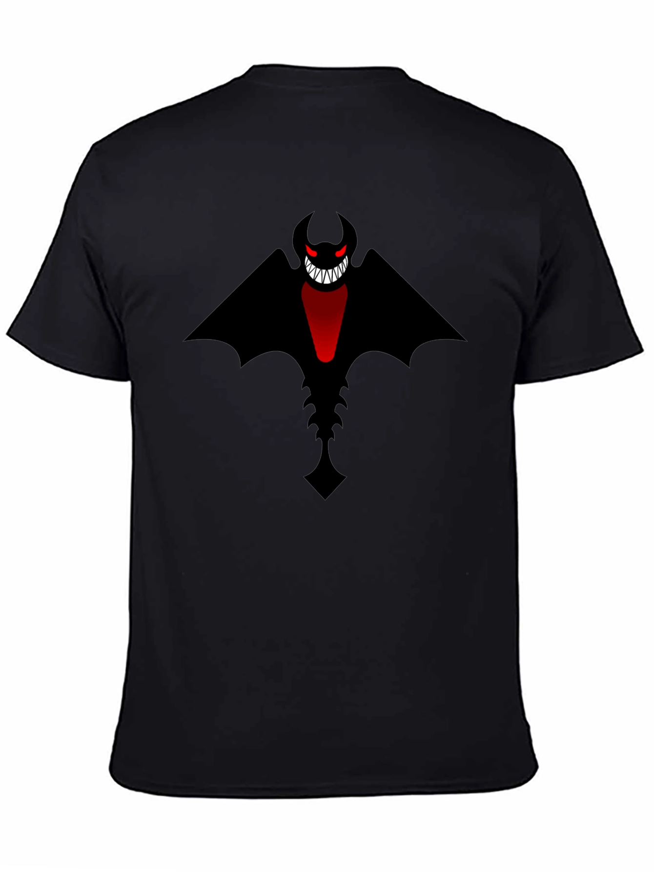 Black Men's Black T-Shirt - Bat Devil Graphic Tee view 4