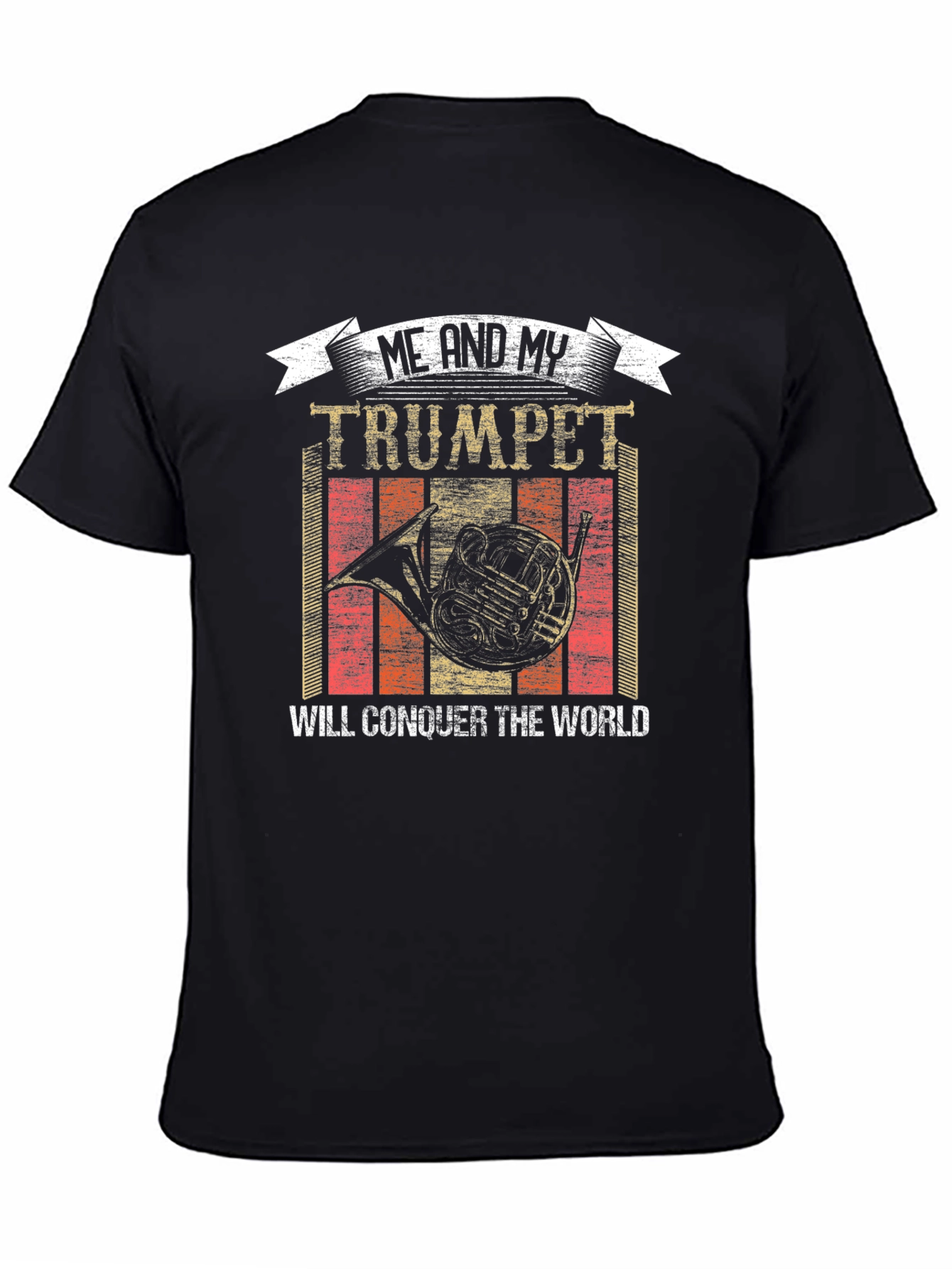 Black Trumpet Conquer World T-Shirt for Music Lovers view 4