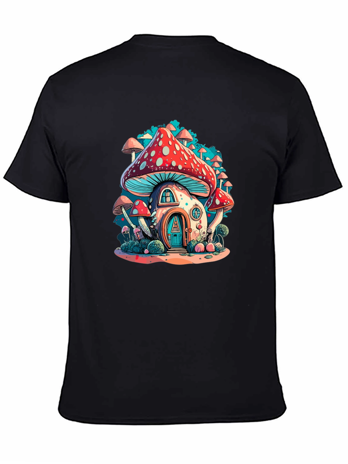 Black Mushroom House Graphic Tee view 4