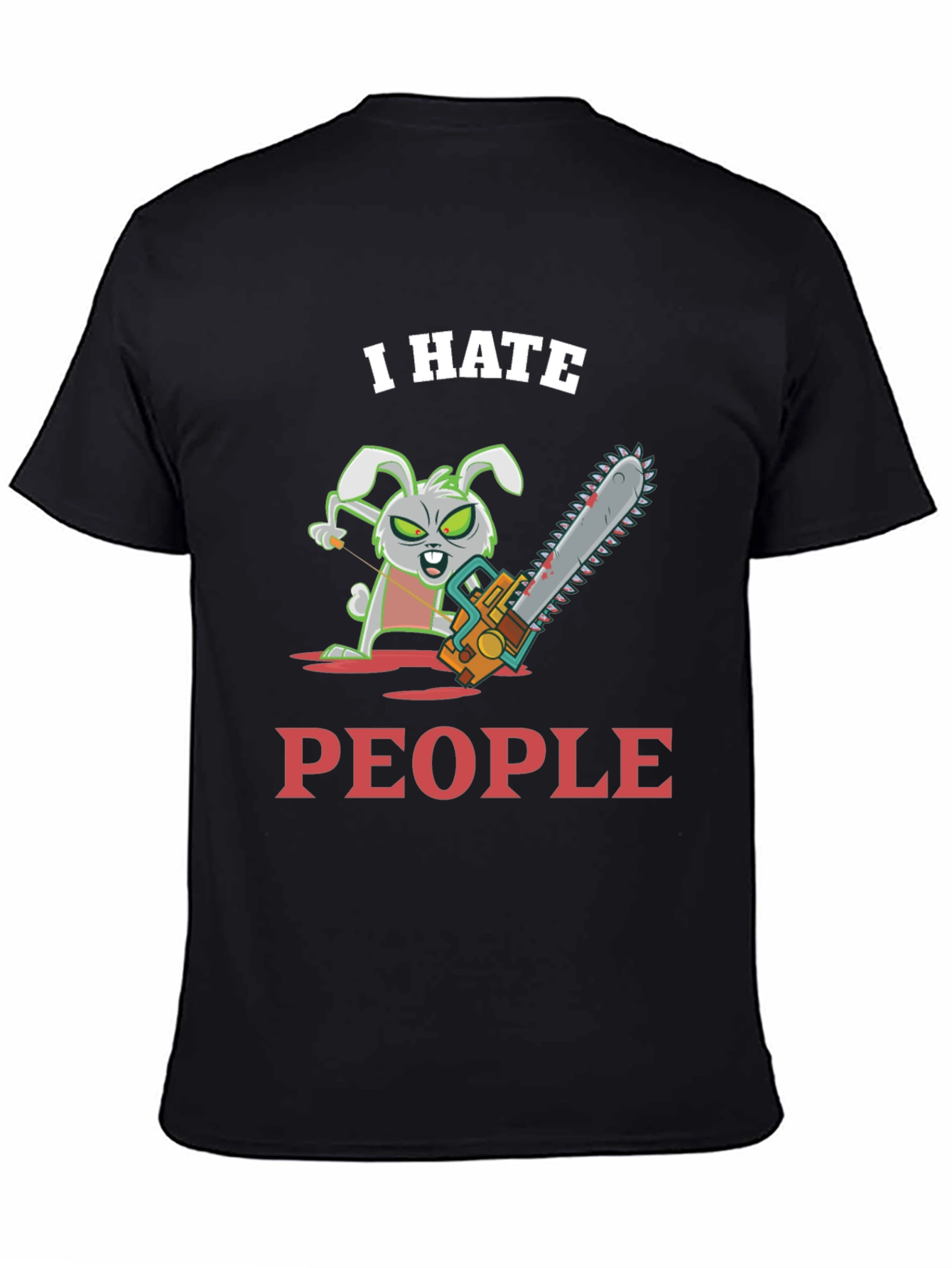Black I Hate People Bunny T-Shirt view 4