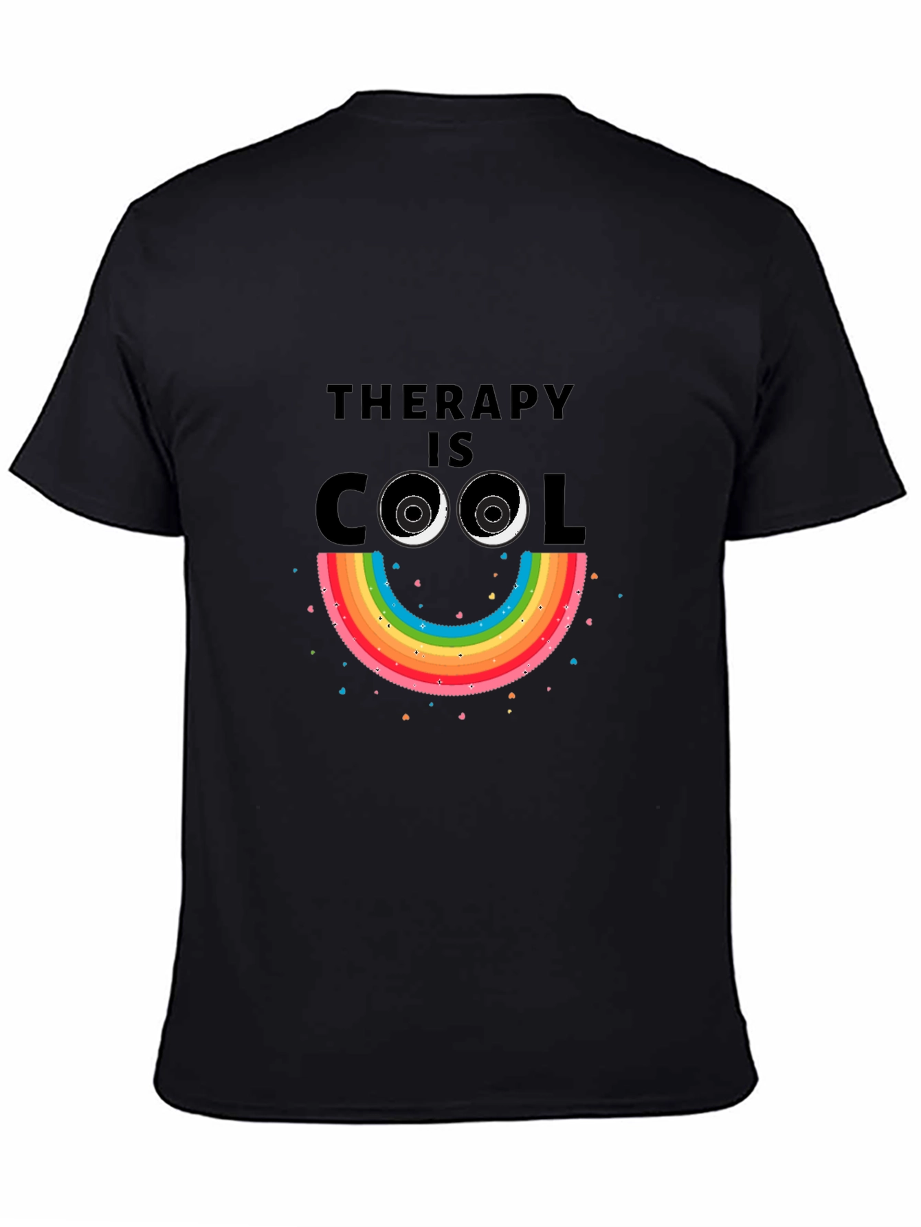 Black Therapy is Cool Rainbow Smiley Tee view 4