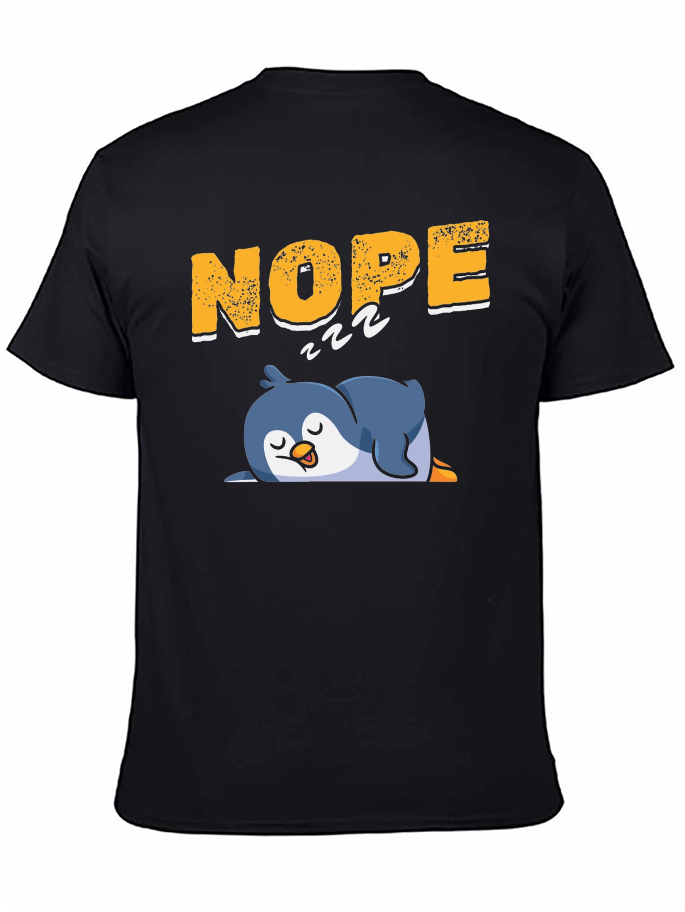 Black Nope Sleeping Penguin Black T-Shirt view 4