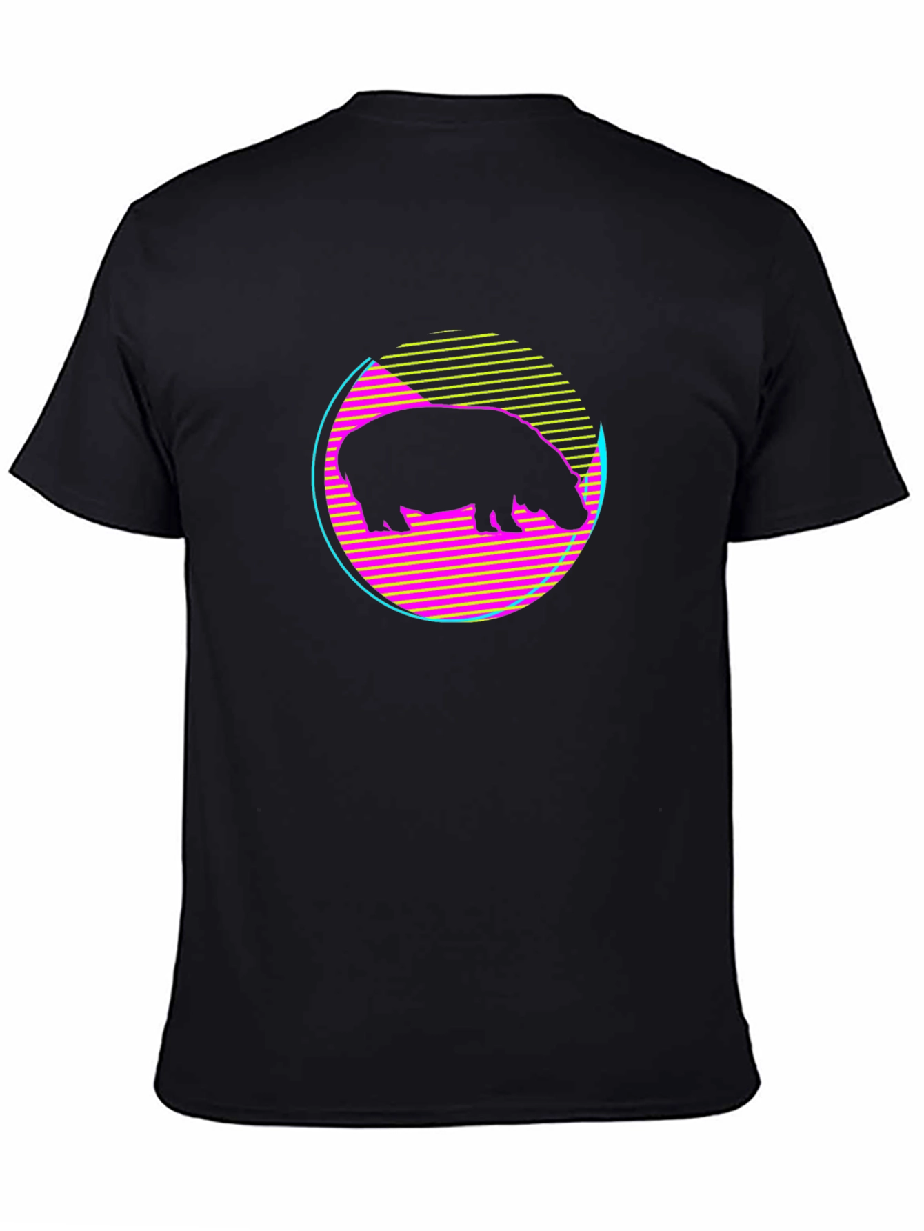 Black Retro Hippo T-Shirt - Black Graphic Tee view 4