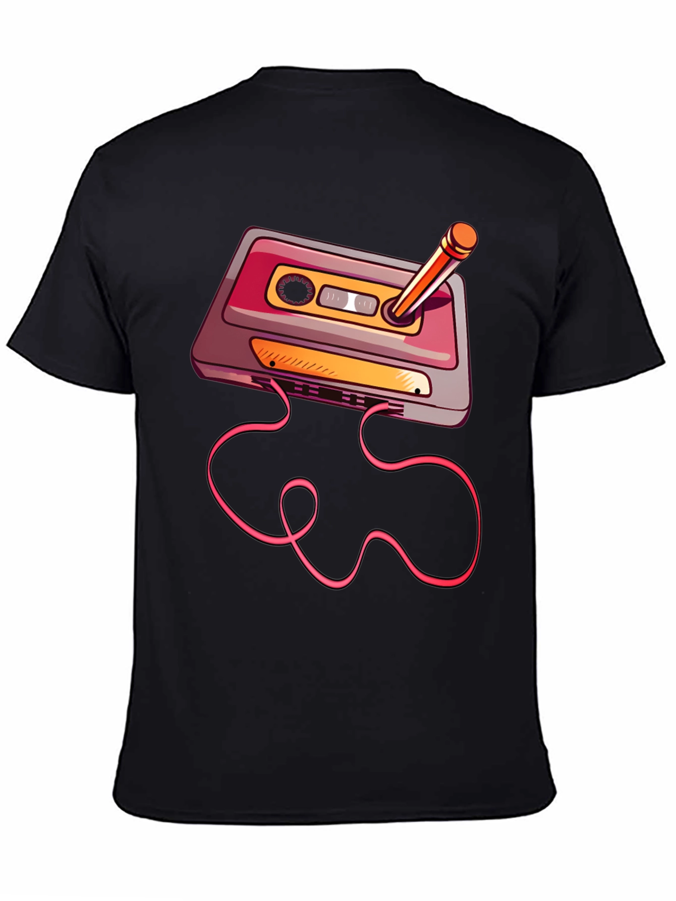 Black Retro Cassette Tape T-Shirt view 4