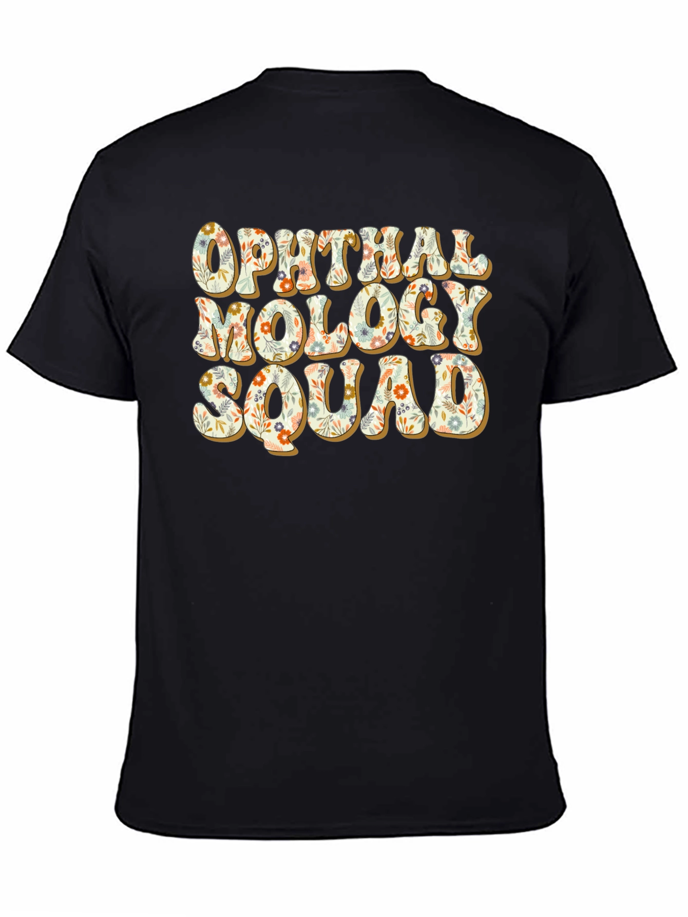 Black Ophthalmology Squad Floral Graphic T-Shirt view 4