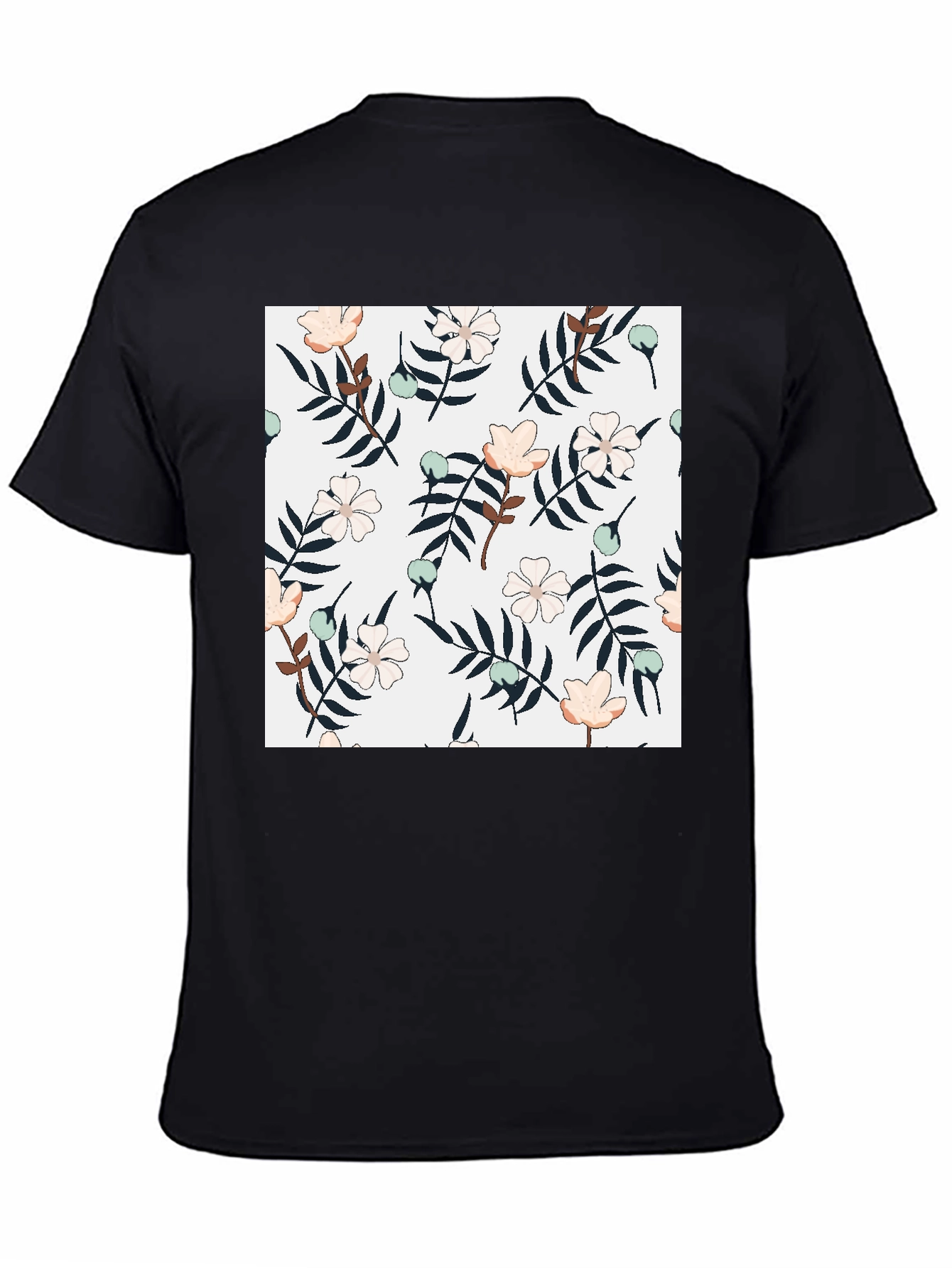 Black Floral Print Black T-Shirt view 4