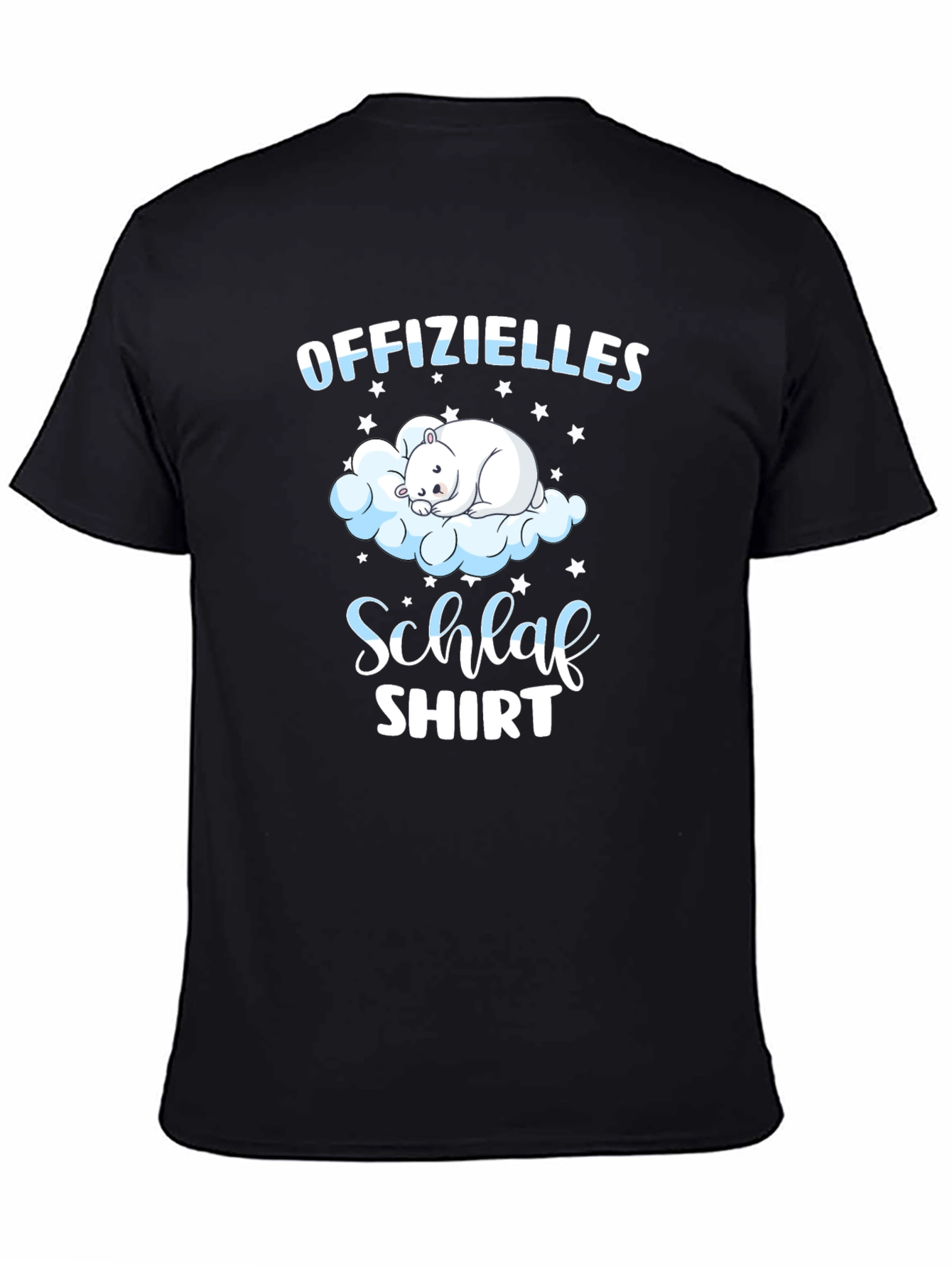 Black Cute Bear Cloud Schlaf Shirt | Men's Black Tee view 4