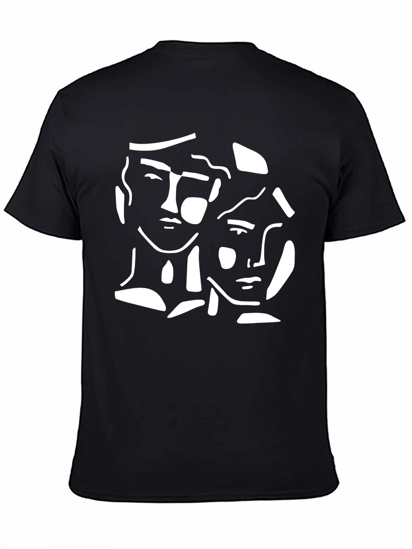 Black Abstract Face Graphic Tee - Modern Art Shirt view 4