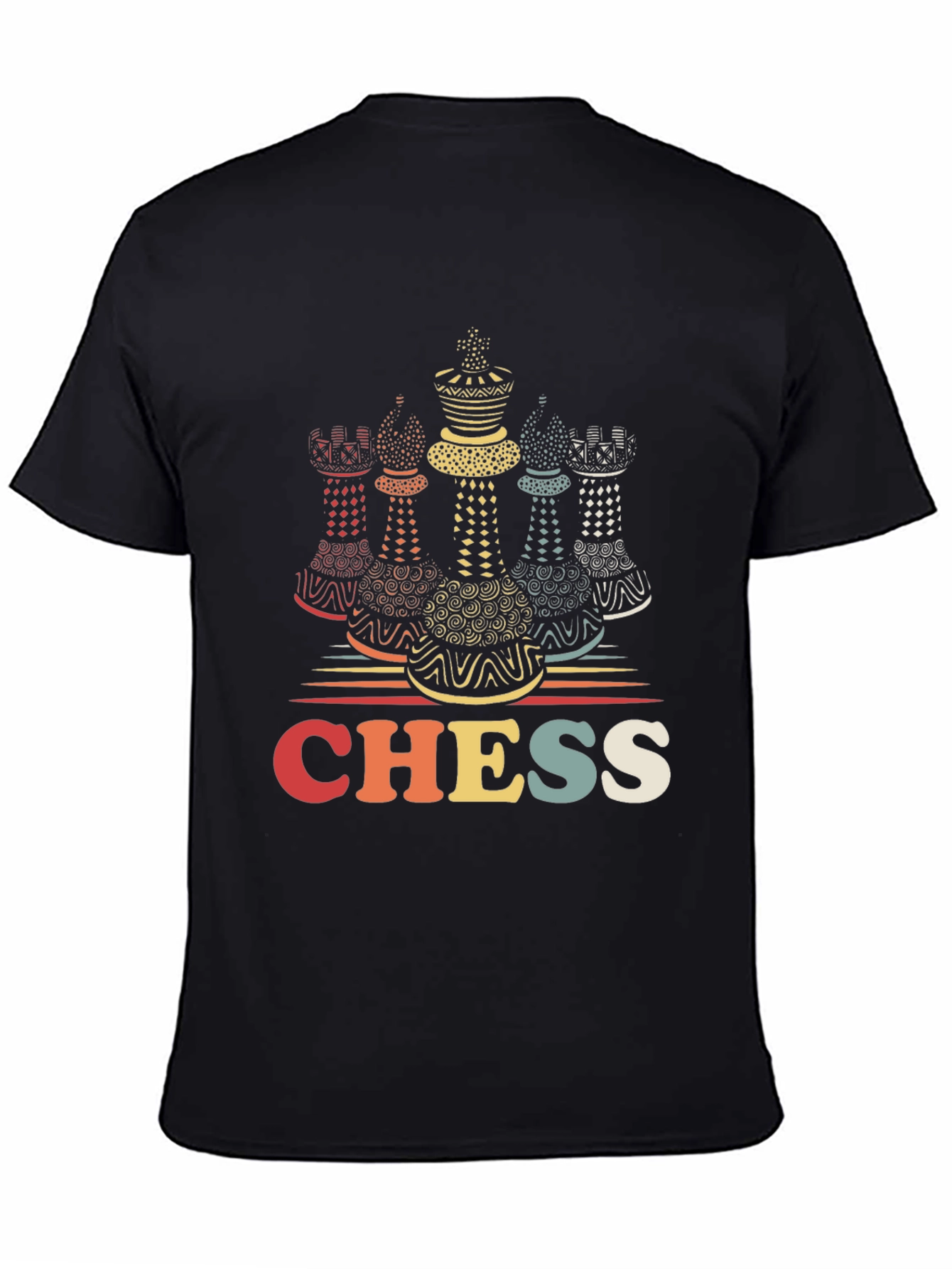 Black Retro Chess Piece Graphic T-Shirt view 4