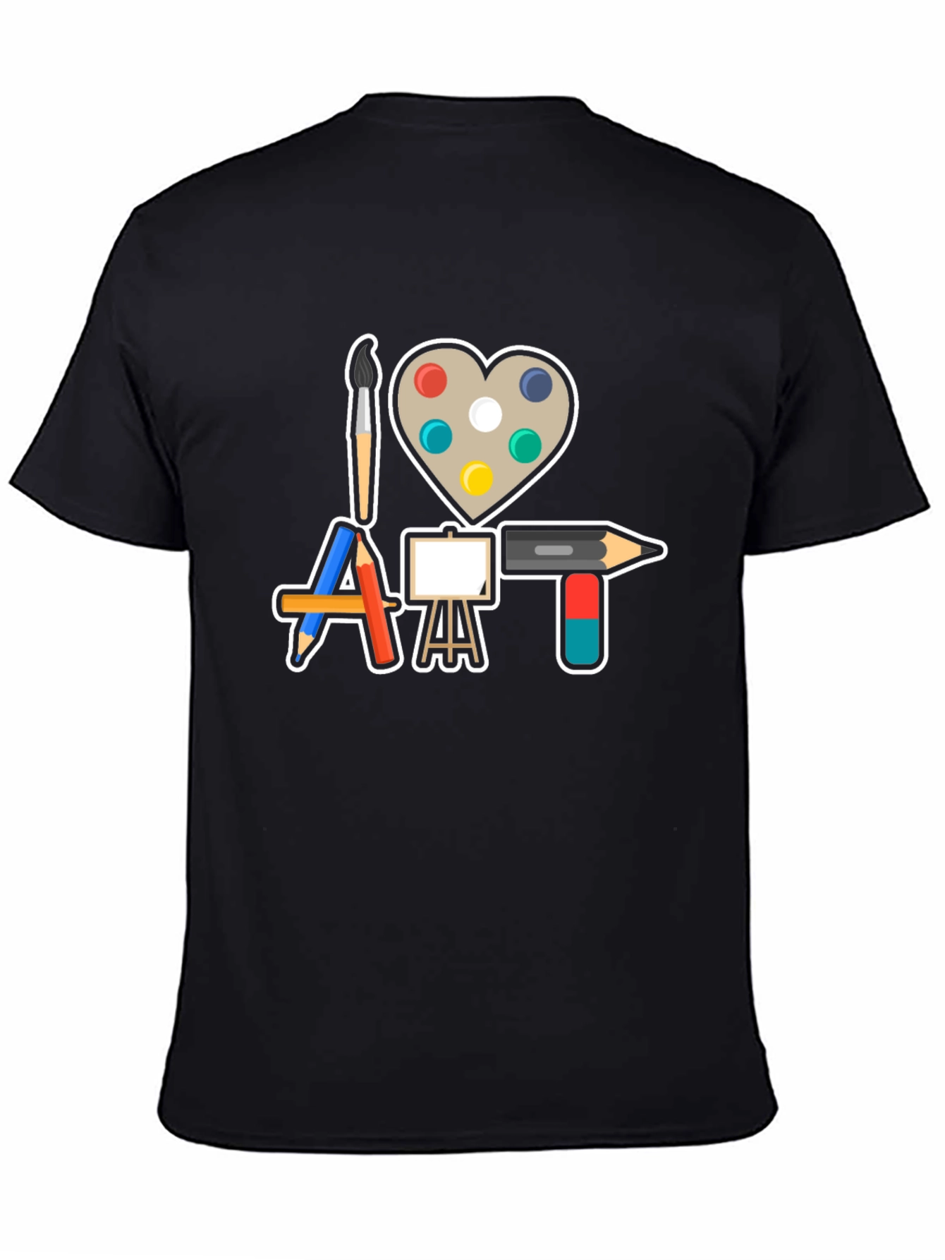 Black I Love Art T-Shirt - Creative Artist Design view 4