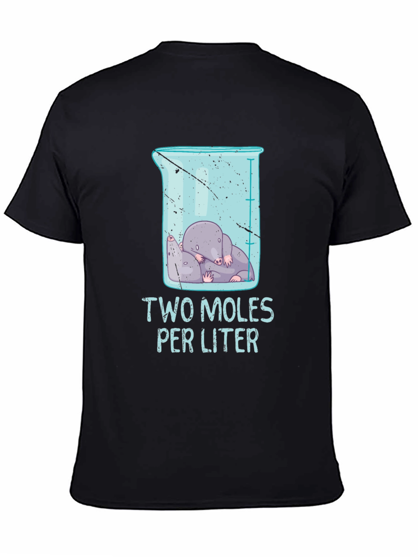 Black Two Moles Per Liter Science T-Shirt view 4