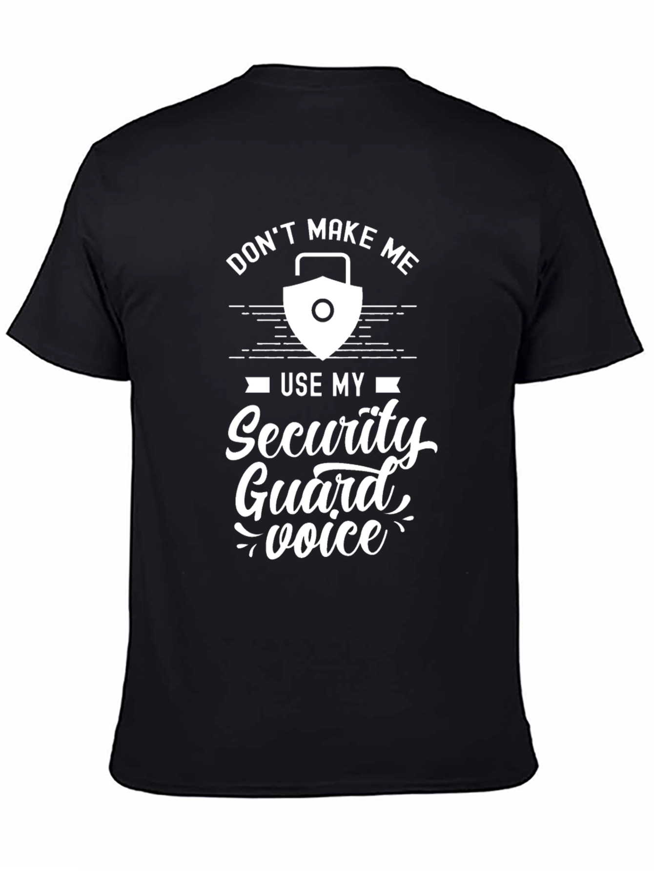 Black Security Guard Voice Graphic Tee - Funny Sarcastic T-Shirt view 4