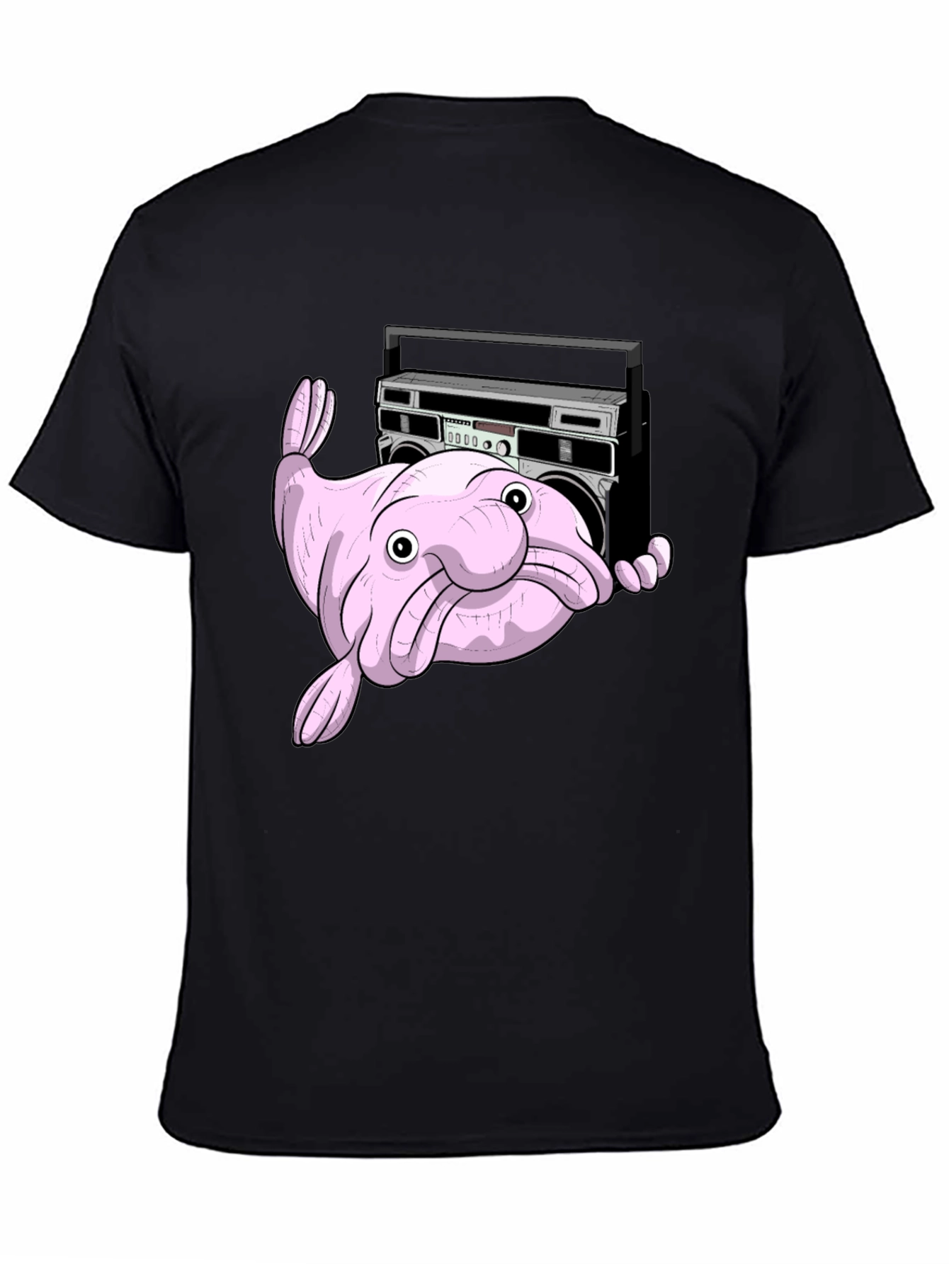 Black Blobfish Boombox T-Shirt - Funny Graphic Tee view 4