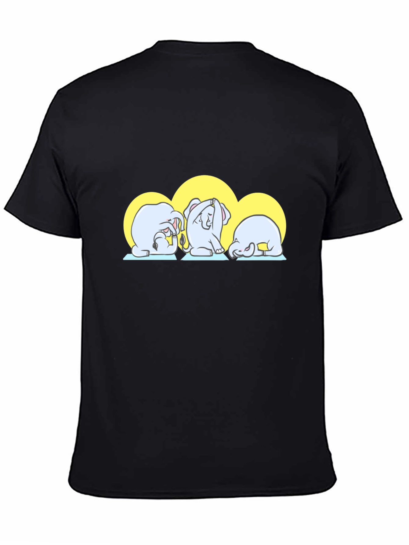 Black Yoga Elephants Graphic Tee - Cute Black T-Shirt view 4